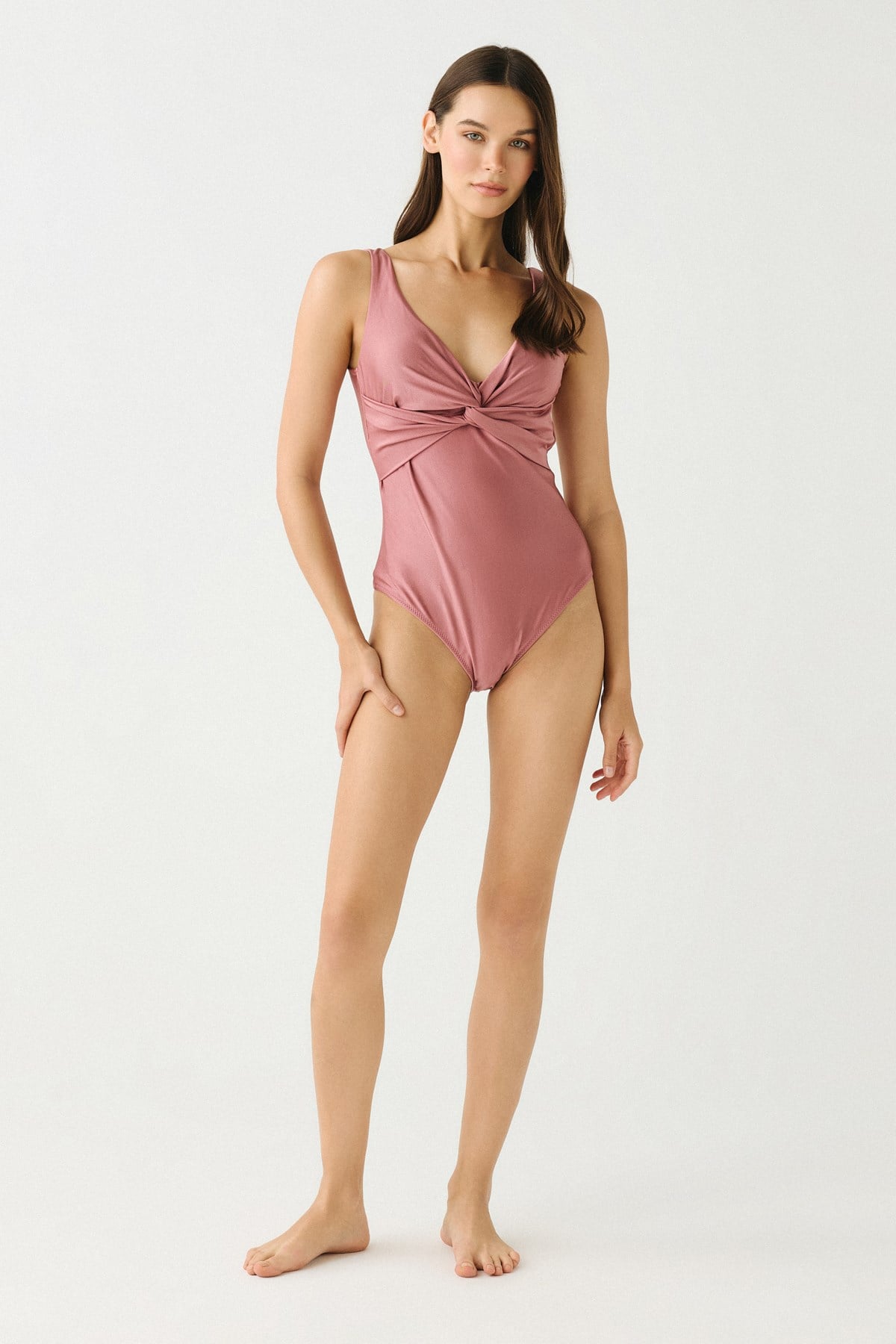 Drape Bel Detay Mayo 7794 Pembe