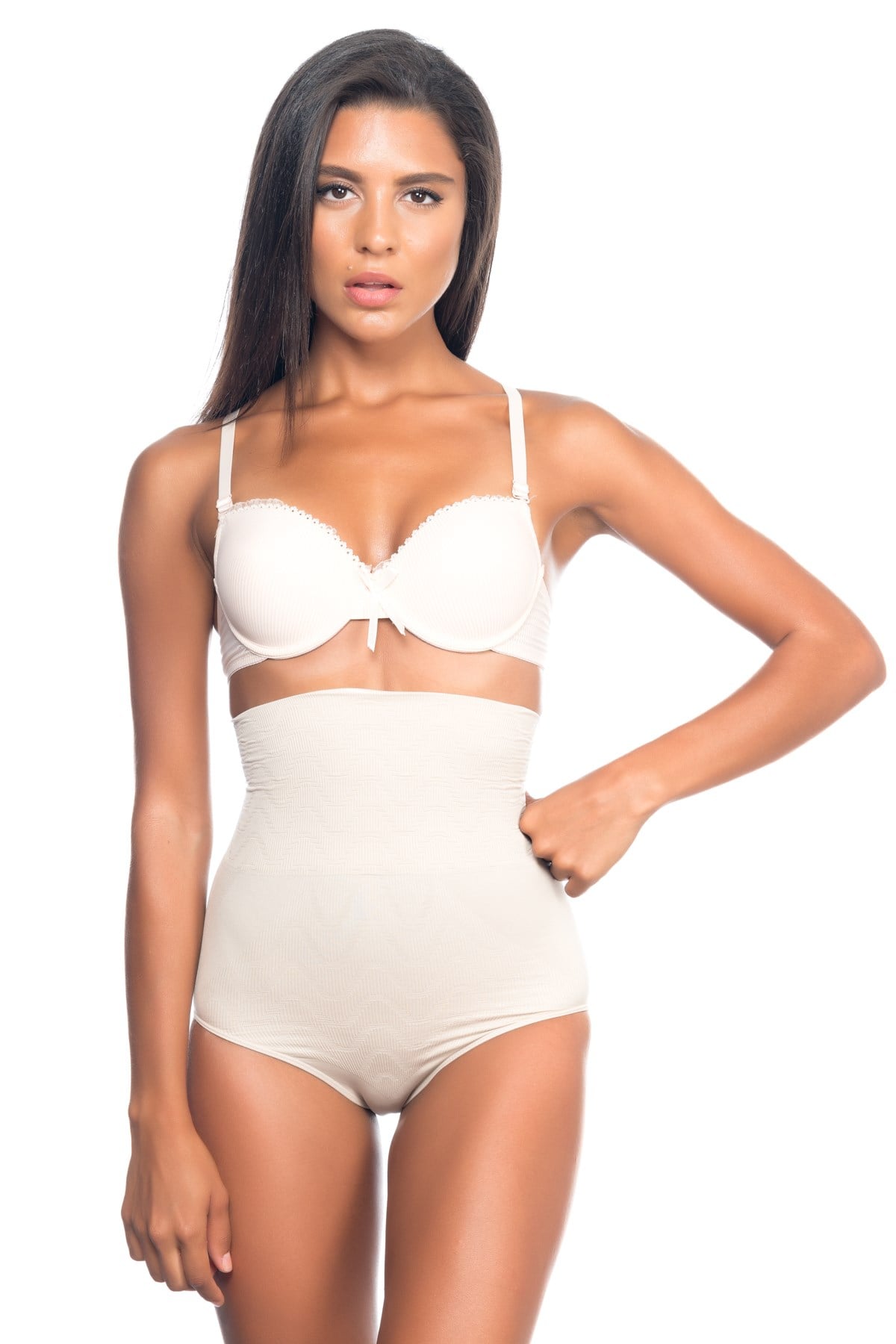 Emay 2079 Desenli Yüksek Bel Slip Korse Ten