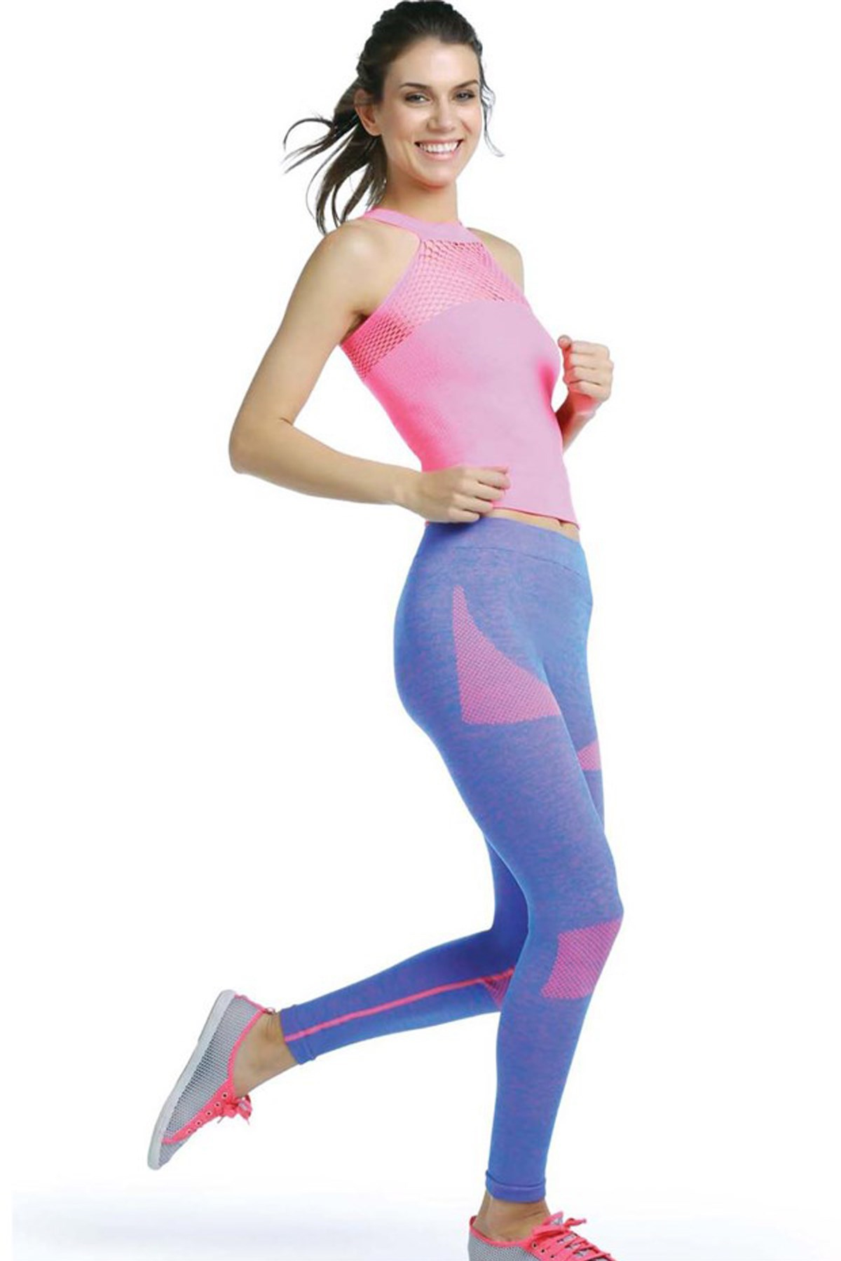 Emay 3811 Kadın Fitness Sporcu Atlet Tayt Takım Siyah