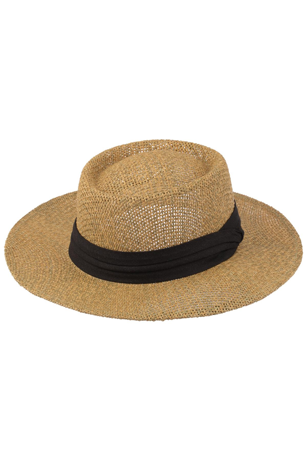 Erkek Bant Detaylı Hasır Fötr Şapka Y24750-02 Bej