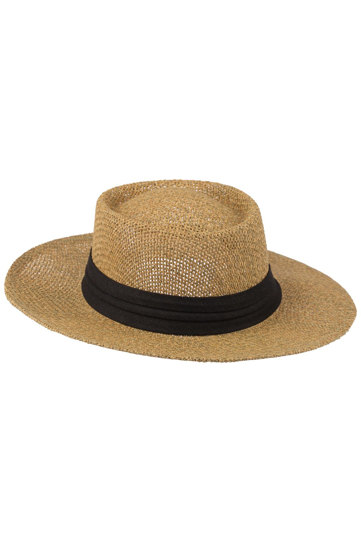 Erkek Bant Detaylı Hasır Fötr Şapka Y24750-02 Bej