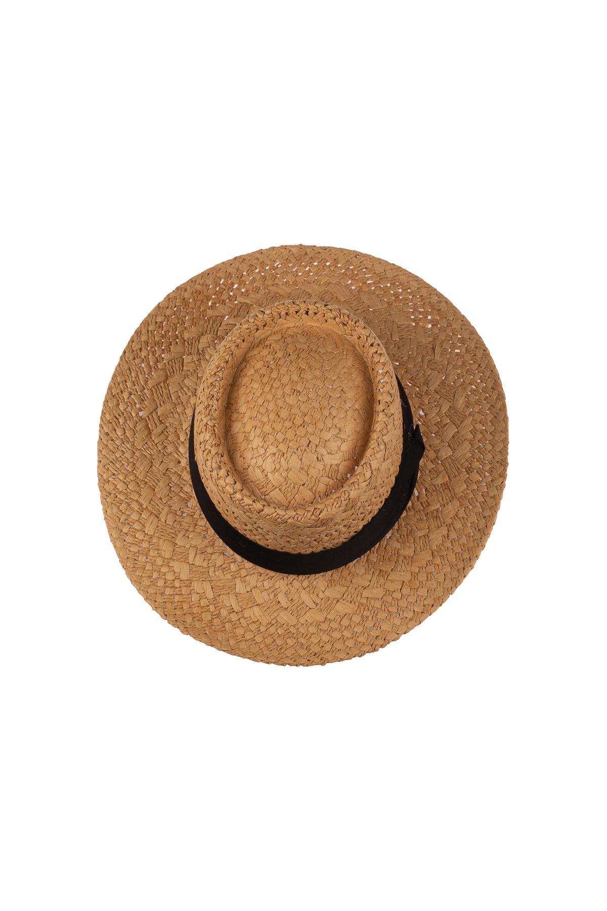 Erkek Bant Detaylı Hasır Fötr Şapka Y24750-01 Kahverengi