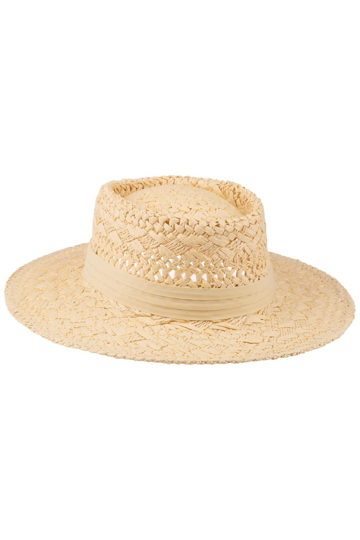 Erkek Bant Detaylı Hasır Fötr Şapka Y24750-01 Krem