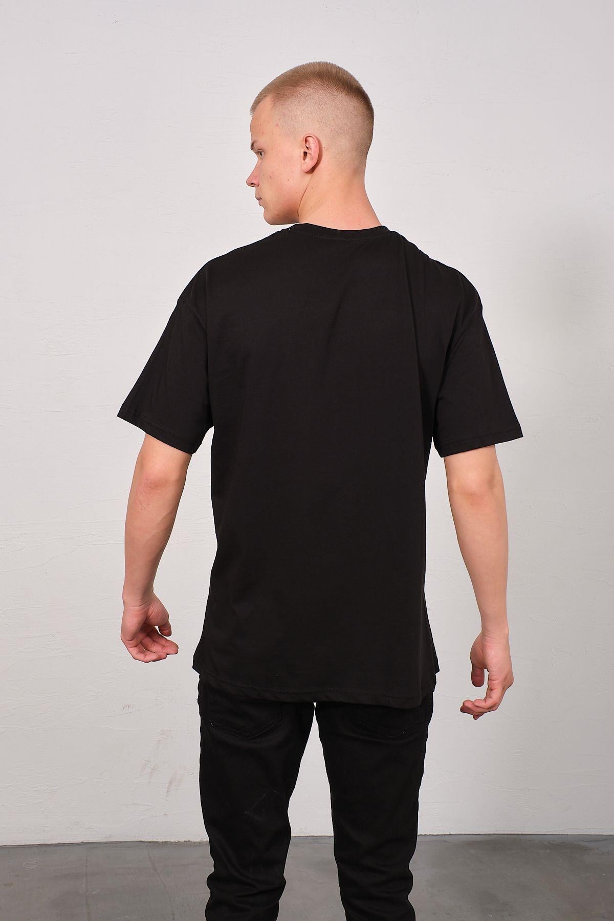 Erkek Bisiklet Yaka 2'li Oversize Basic T-Shirt 991 Siyah