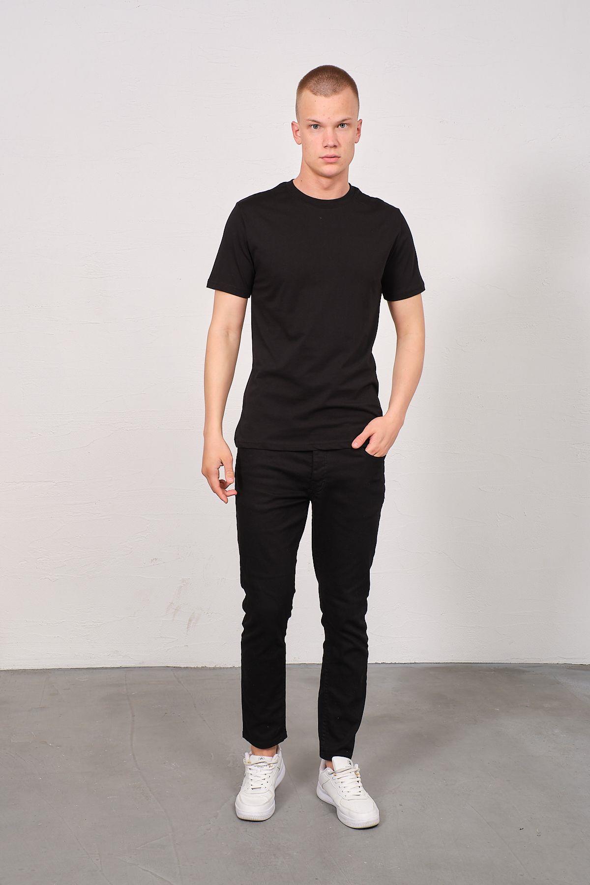 Erkek Bisiklet Yaka 2'li Regular Fit Basic T-Shirt 990 Gri/Siyah