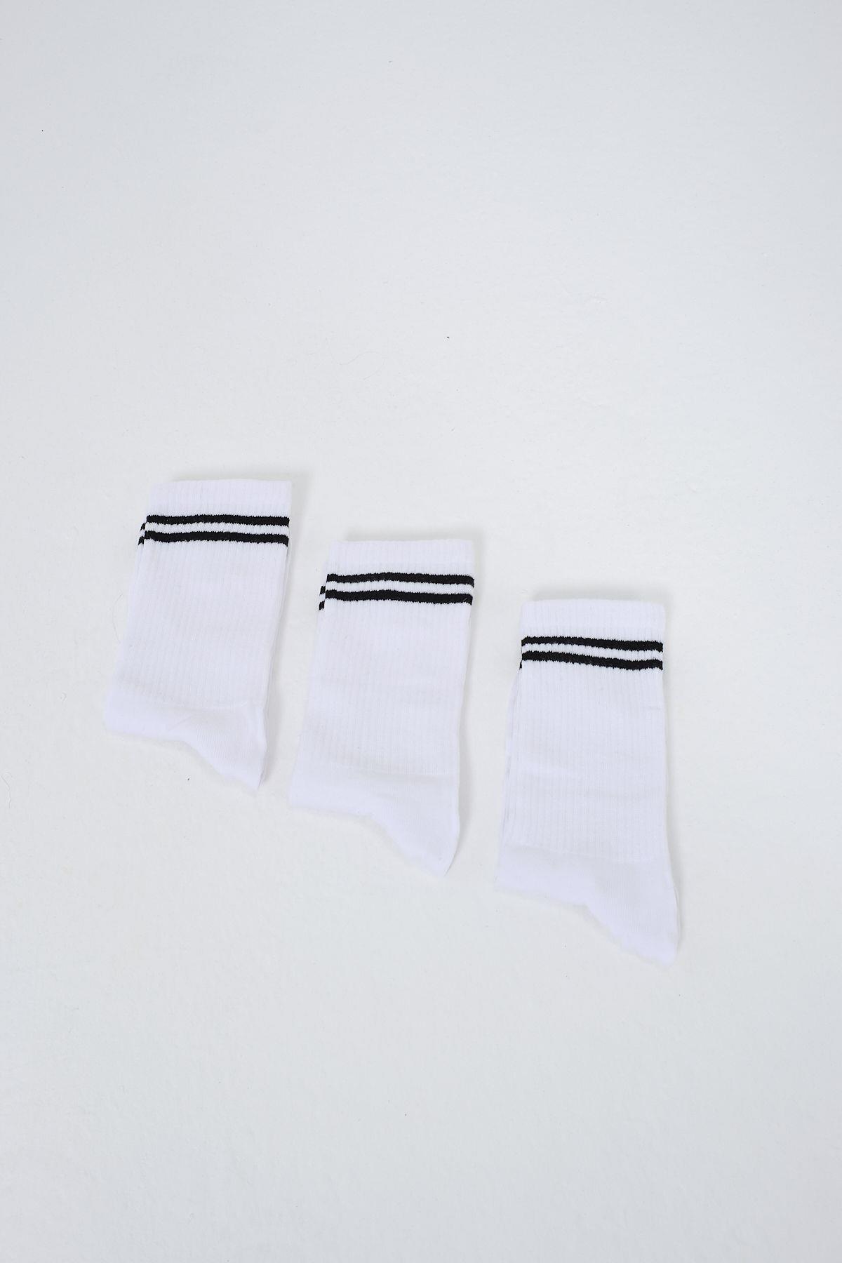 Erkek Çizgili Uzun 3'lü Soket Çorap Seti Siyah/Çizgili
