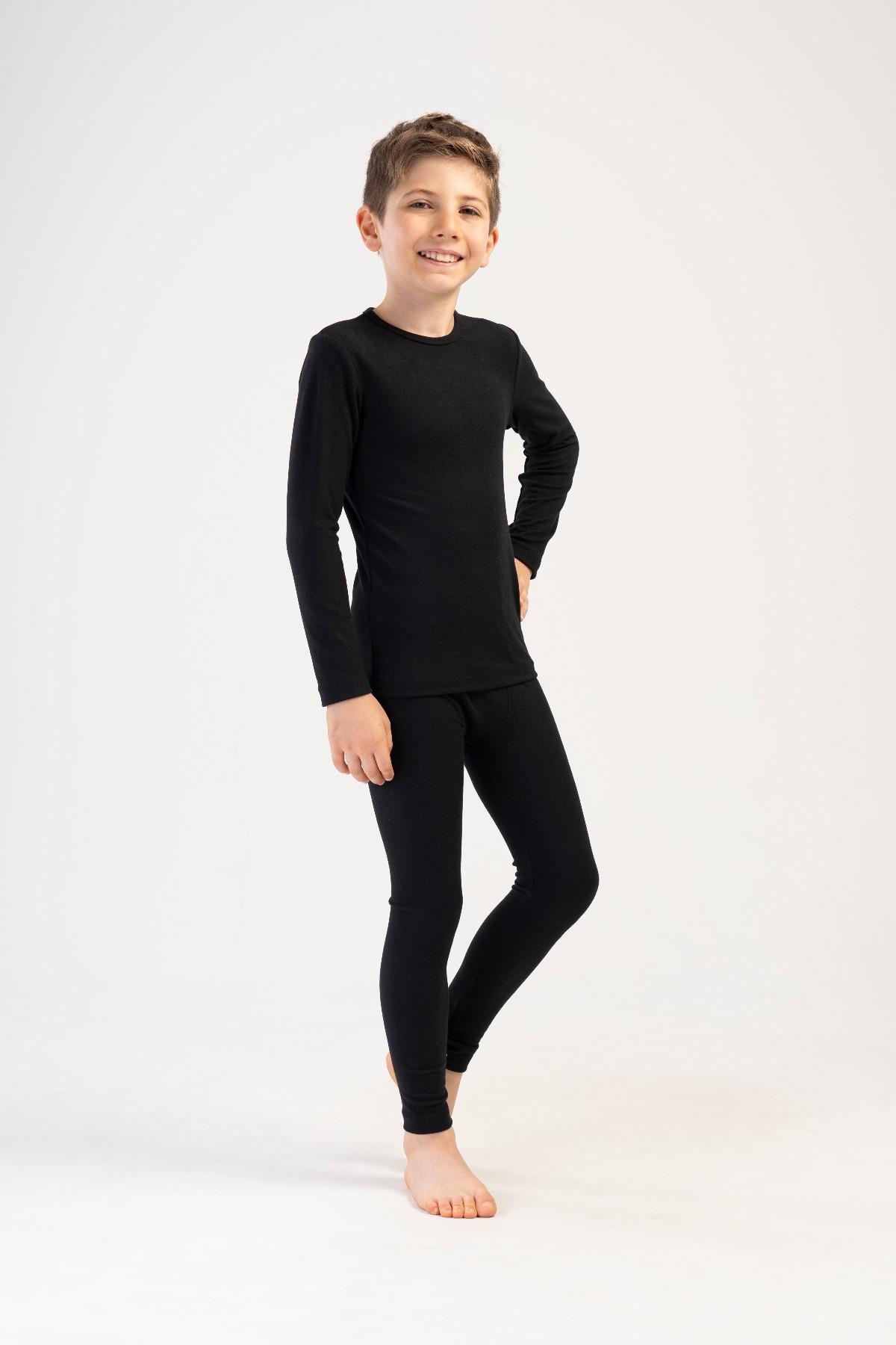 Erkek Çocuk Uzun Kol Bisiklet Yaka Termal Takım 405160 Siyah