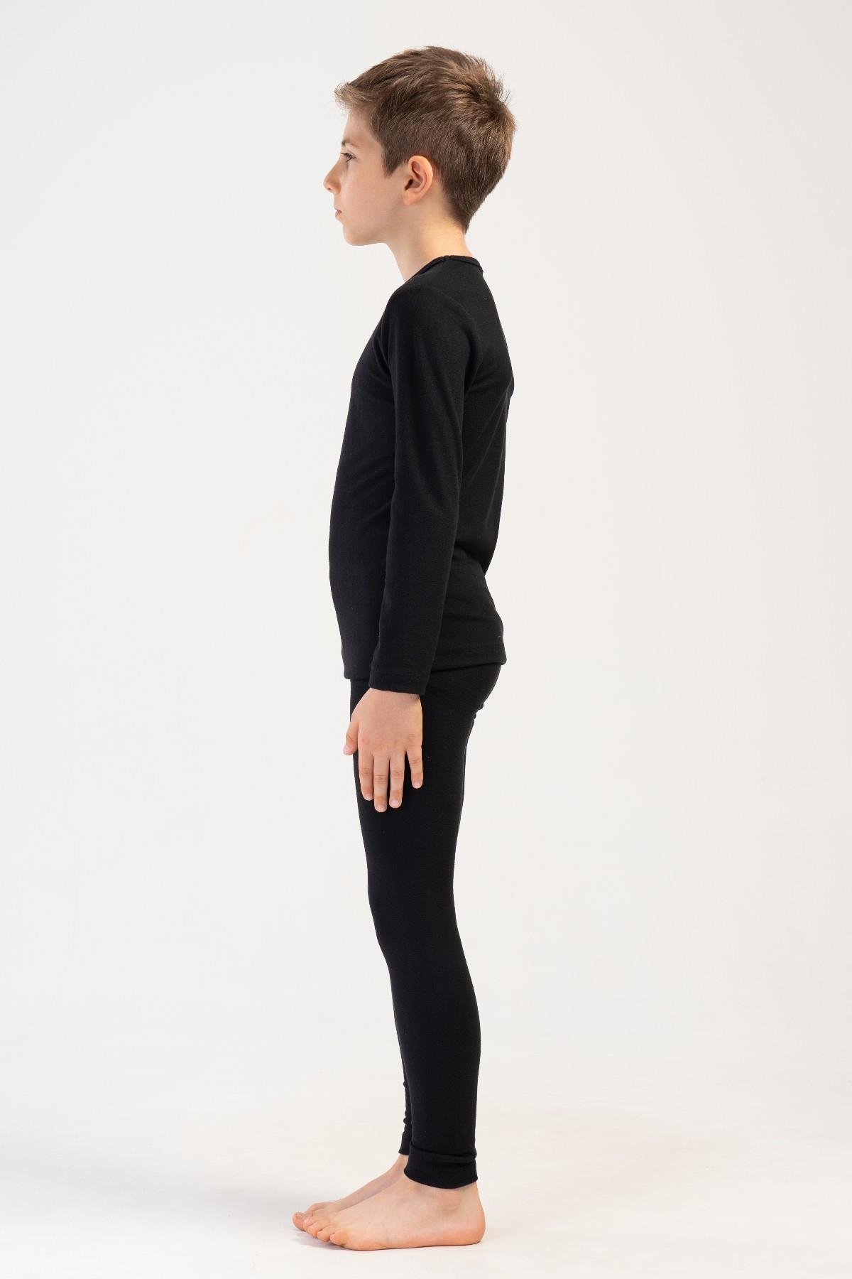 Erkek Çocuk Uzun Kol Bisiklet Yaka Termal Takım 405160 Siyah