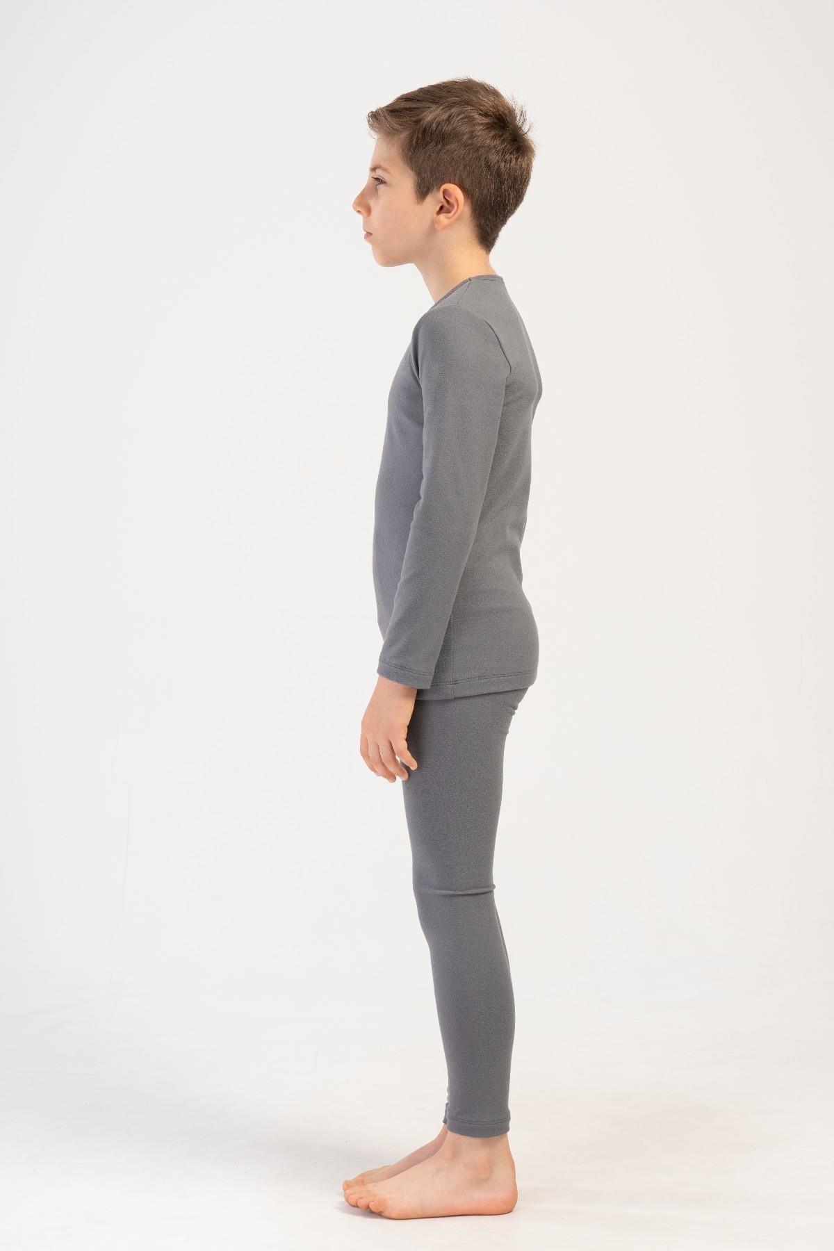 Erkek Çocuk Uzun Kol Bisiklet Yaka Termal Takım 405160 Füme