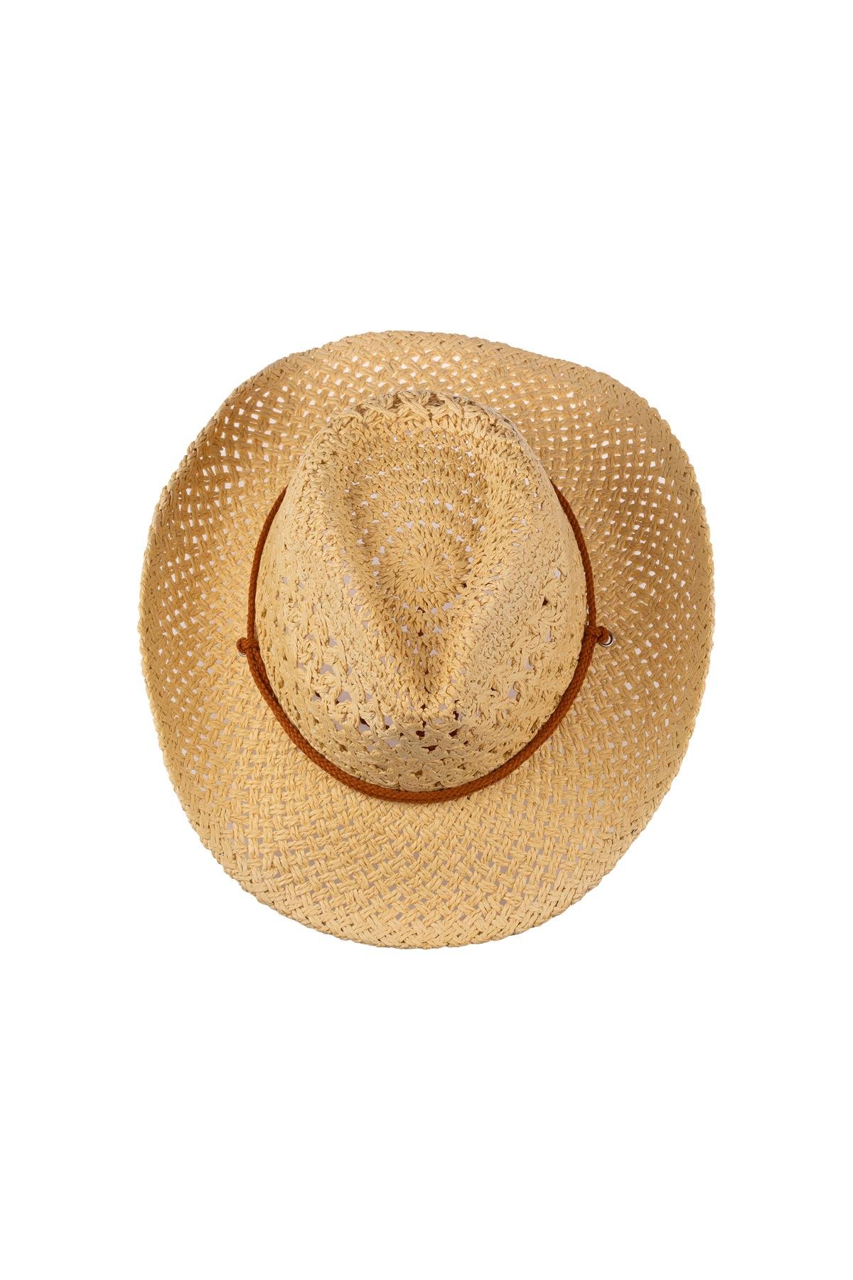 Erkek İp Detaylı Hasır Kovboy Şapka Y25750-09 Krem