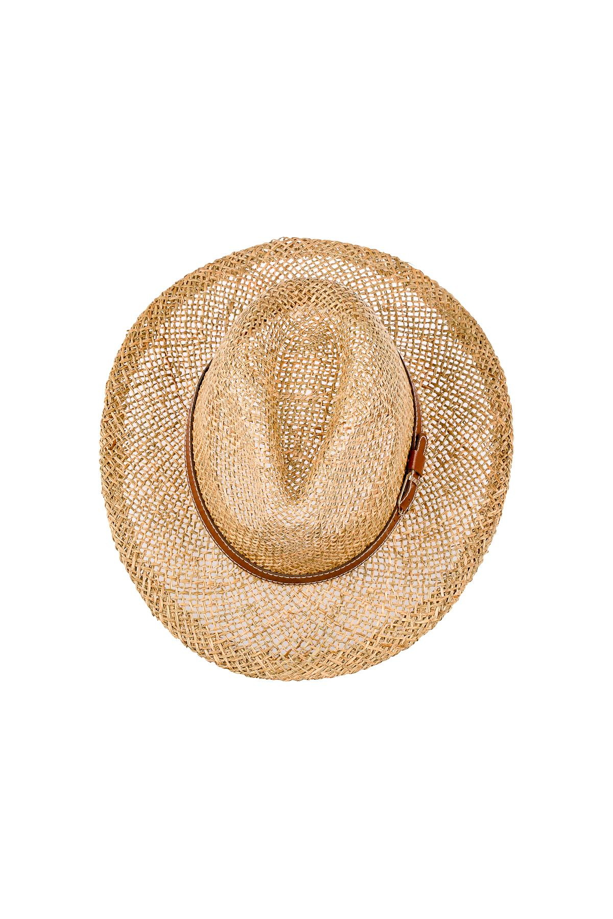 Erkek Kemer Detaylı Geniş Kenar Hasır Şapka Y25750-07 Vizon