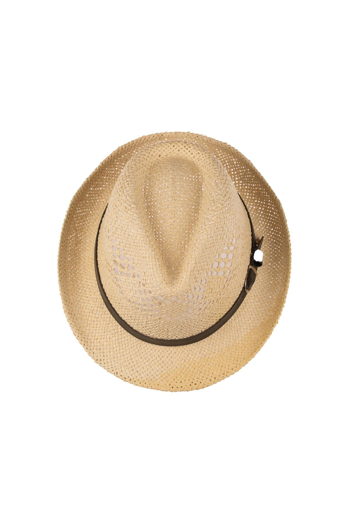 Erkek Kemer Detaylı Hasır Fötr Şapka Y24750-09 Bej