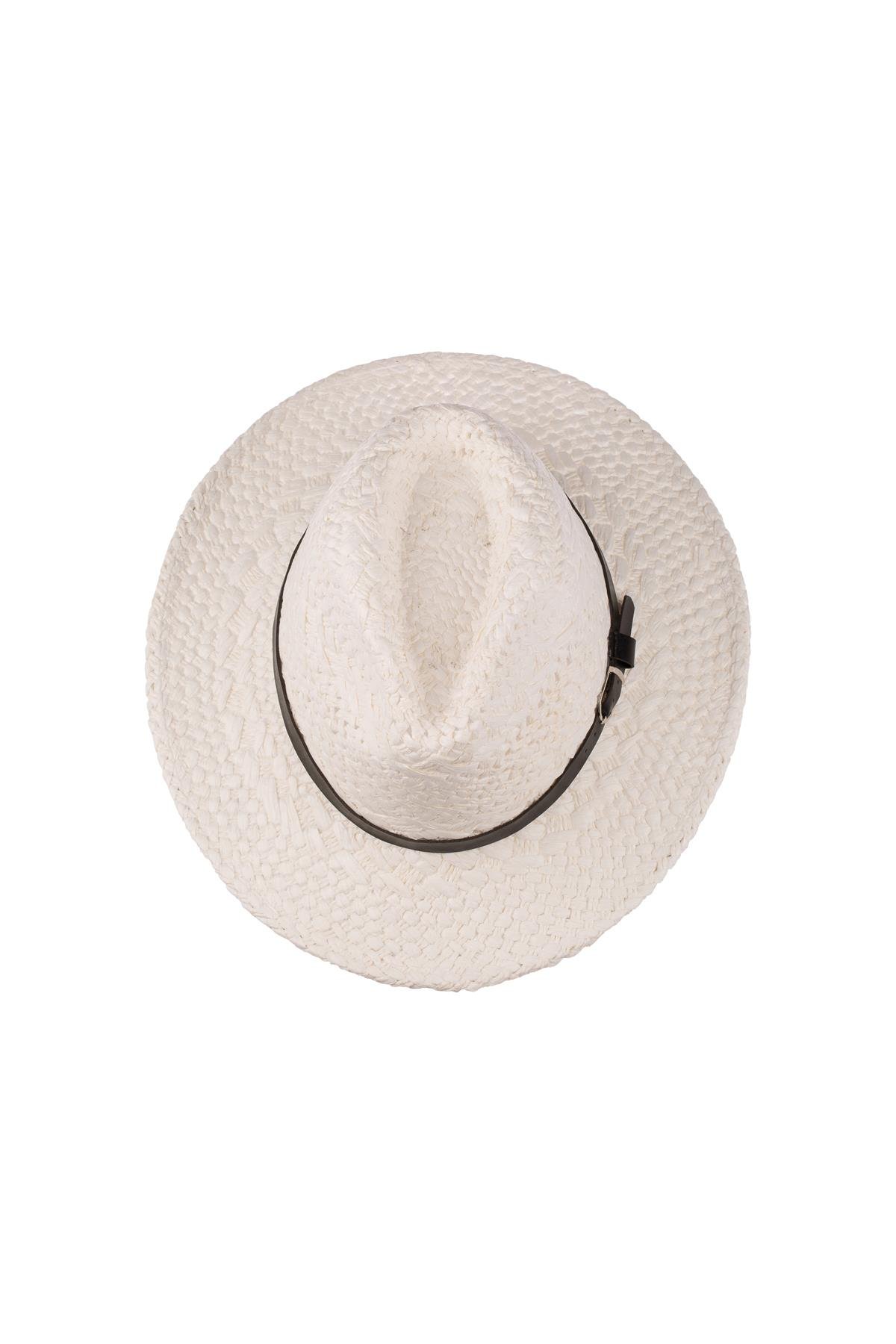Erkek Kemer Detaylı Hasır Şapka Y24750-13 Beyaz