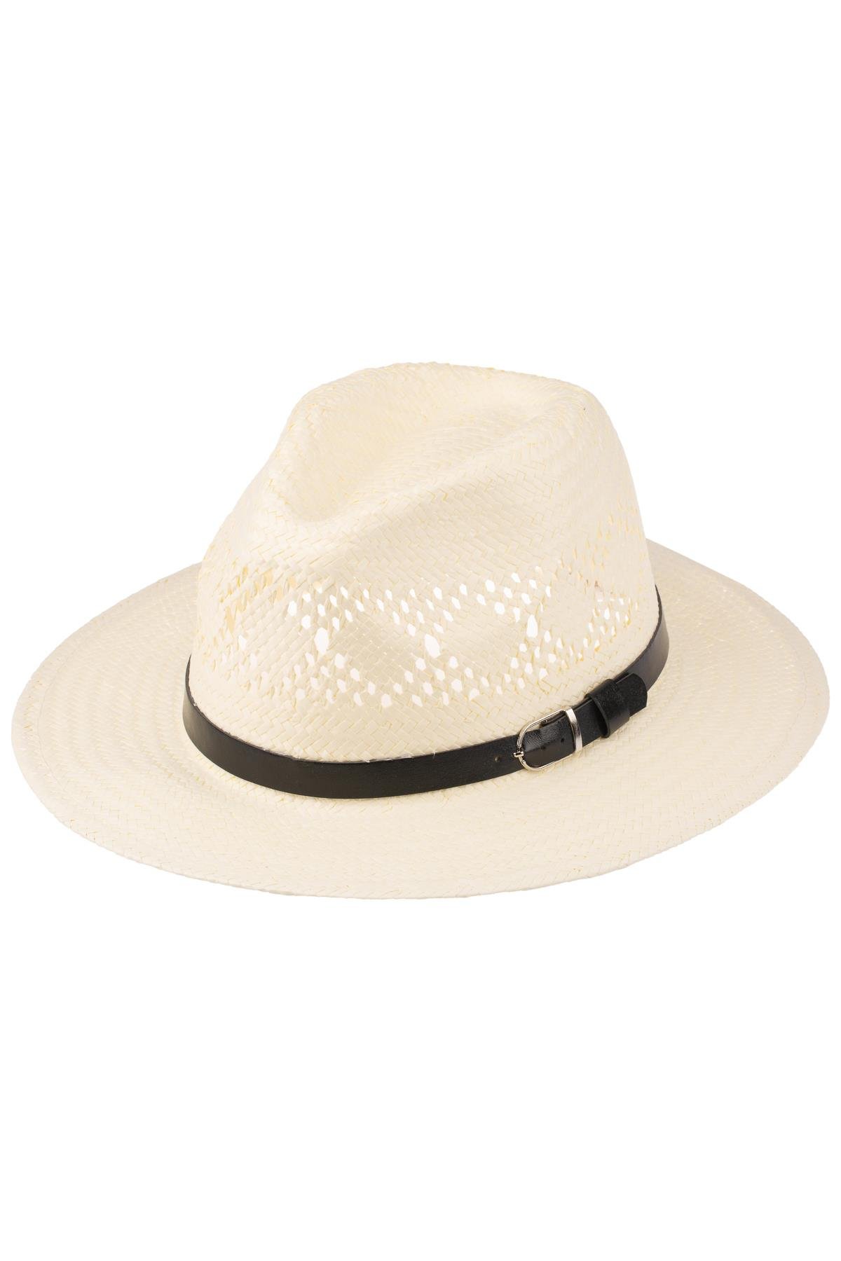 Erkek Kemer Detaylı Hasır Şapka Y25750-16 Krem