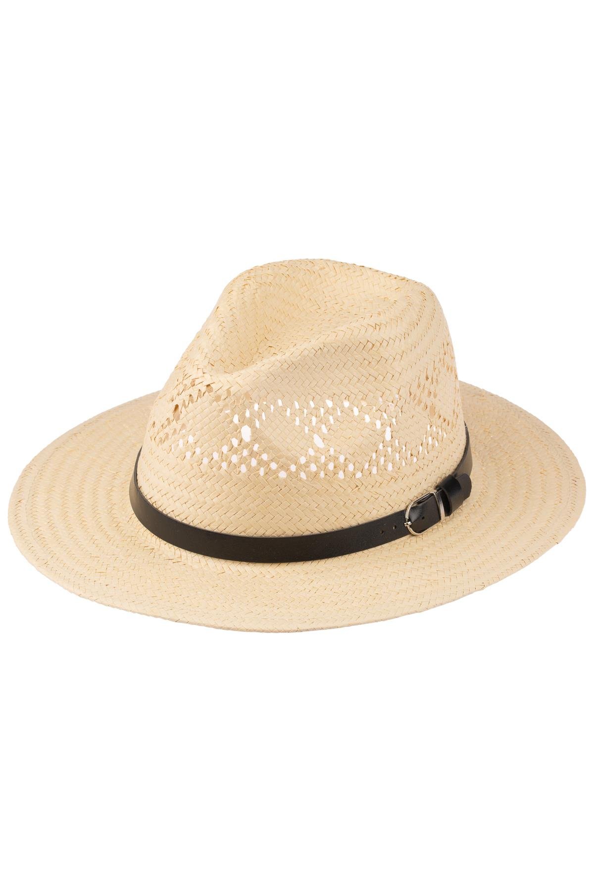 Erkek Kemer Detaylı Hasır Şapka Y25750-16 Bej