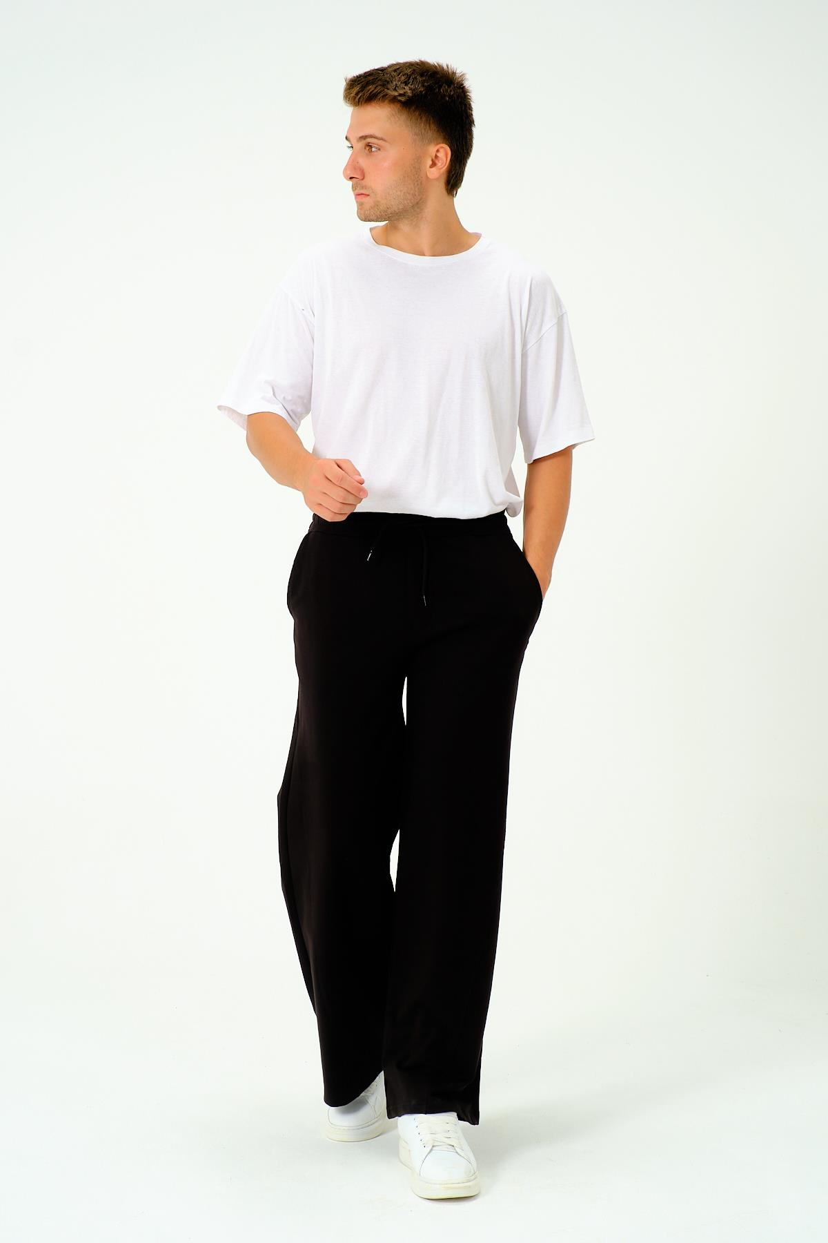 Erkek Oversize Lastikli Baggy Eşofman Altı  786 Siyah