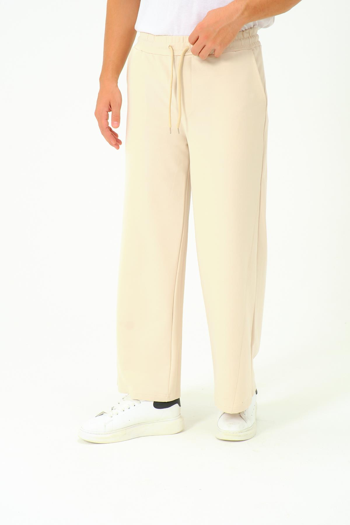 Erkek Oversize Lastikli Baggy Eşofman Altı  786 Bej