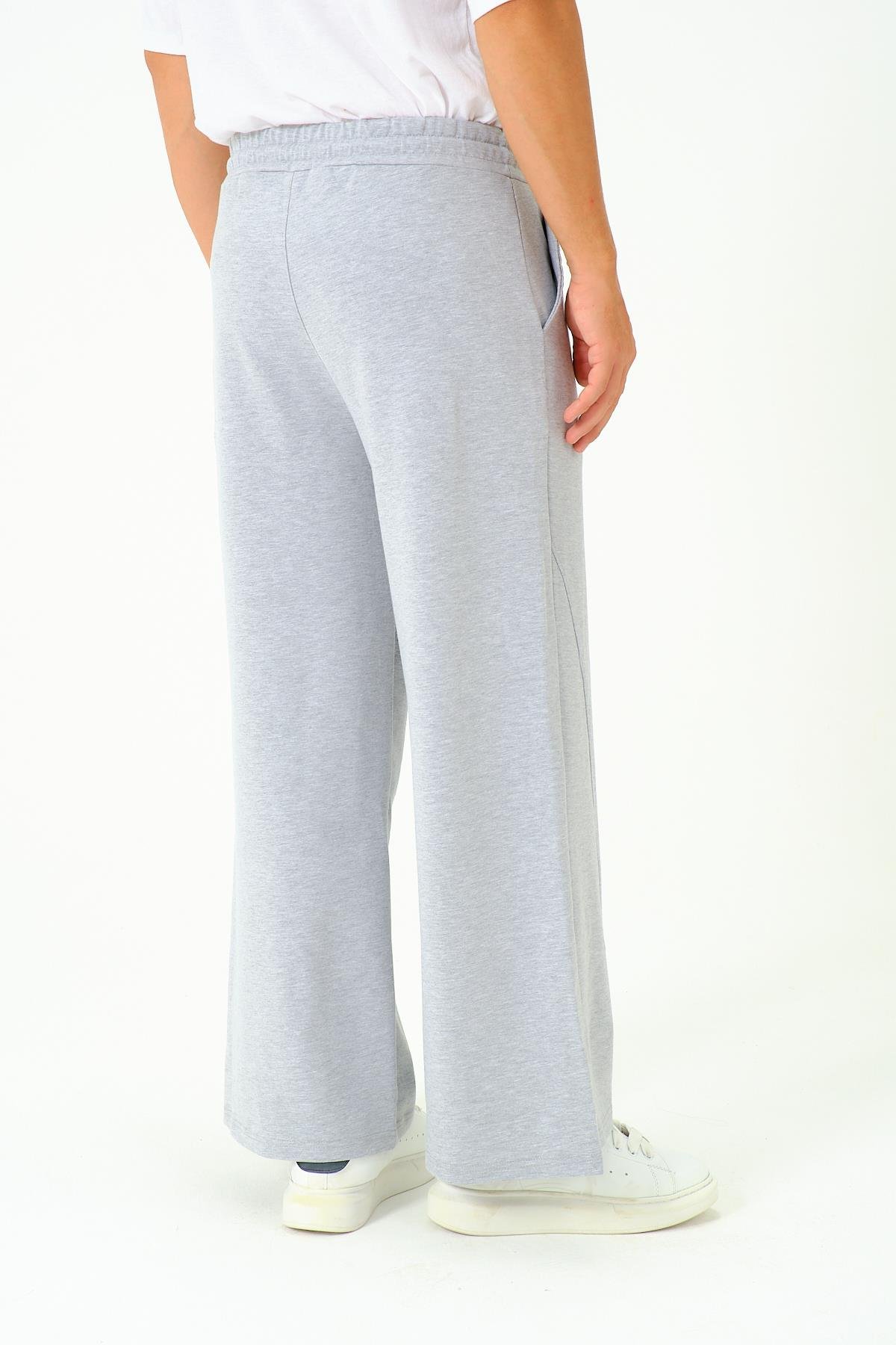 Erkek Oversize Lastikli Baggy Eşofman Altı  786 Gri Melanj