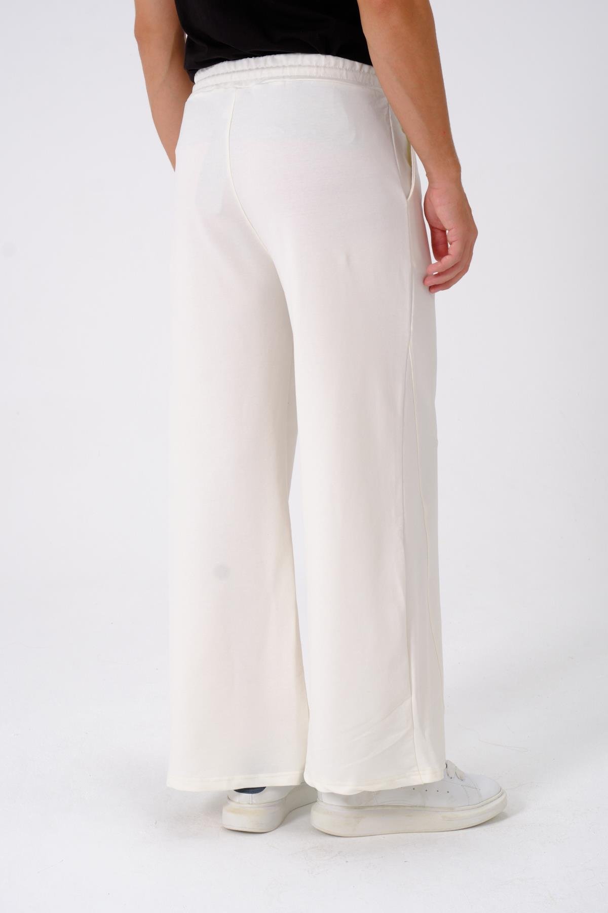 Erkek Oversize Lastikli Baggy Eşofman Altı  786 Ekru