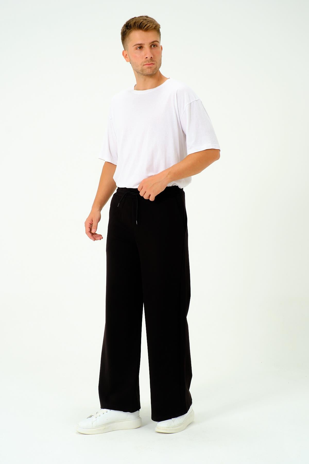 Erkek Oversize Lastikli Baggy Eşofman Altı  786 Siyah