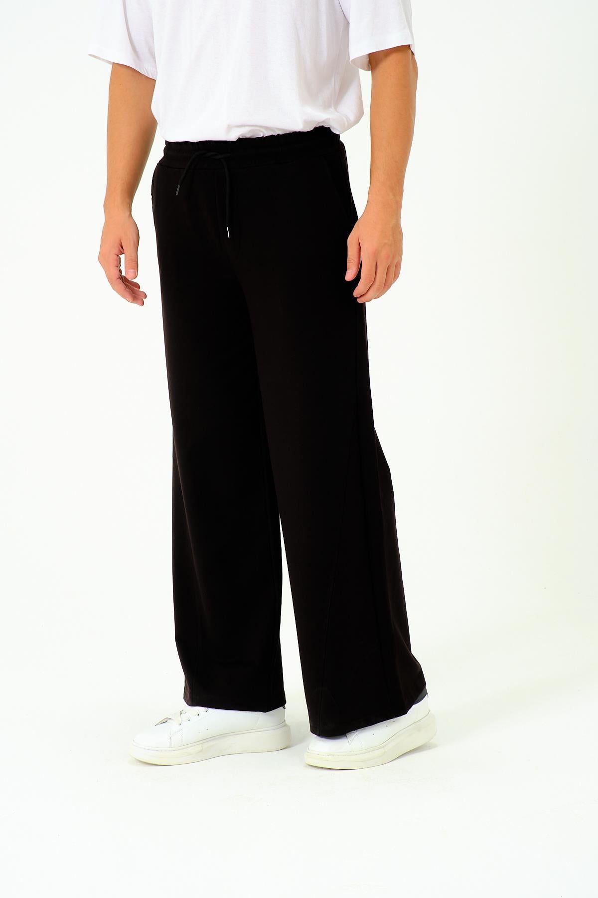 Erkek Oversize Lastikli Baggy Eşofman Altı  786 Siyah