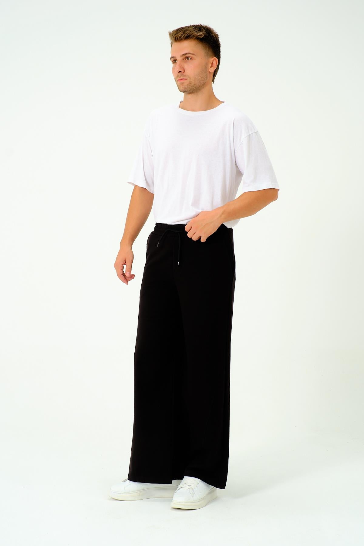 Erkek Oversize Lastikli Baggy Eşofman Altı  786 Siyah