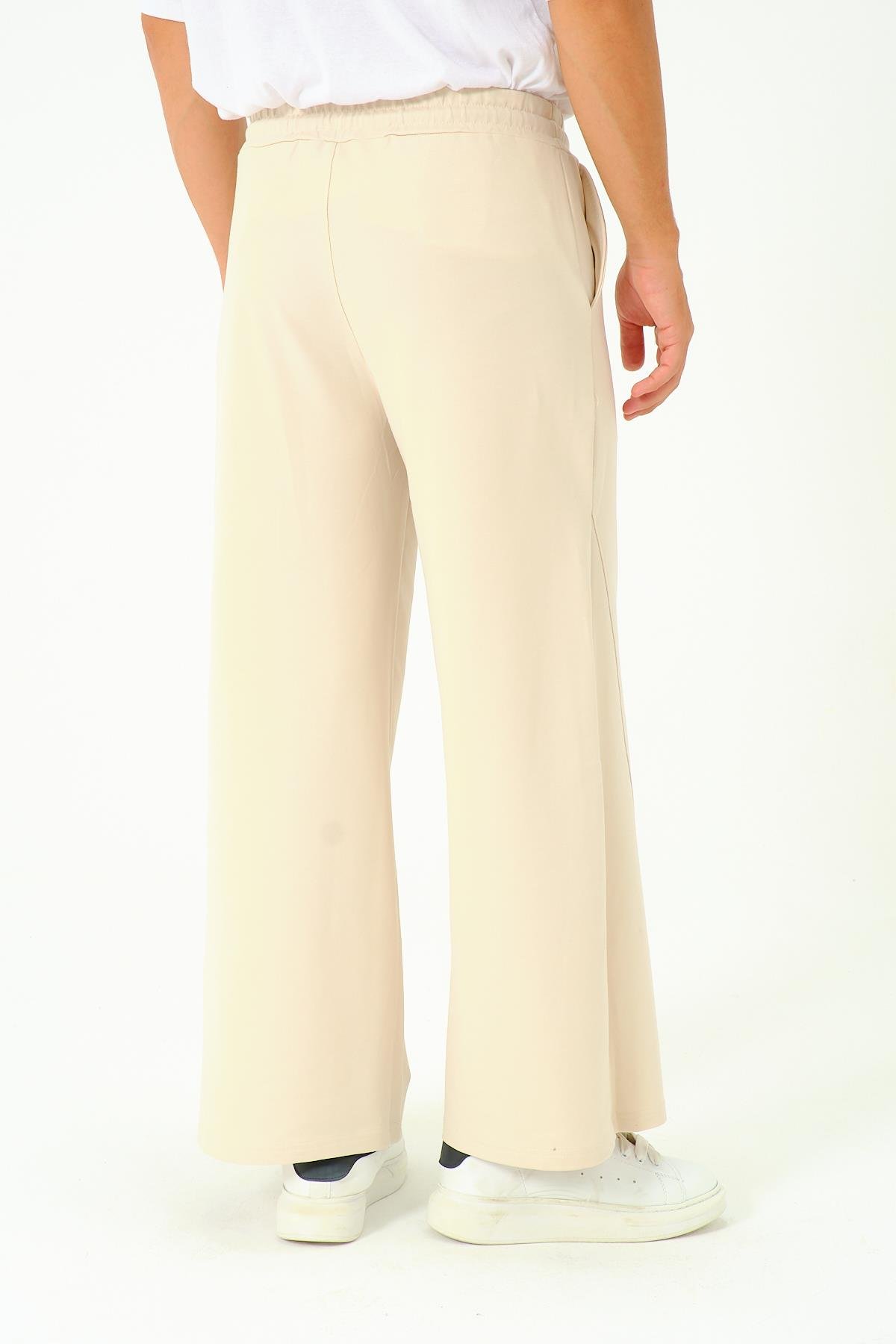 Erkek Oversize Lastikli Baggy Eşofman Altı  786 Bej