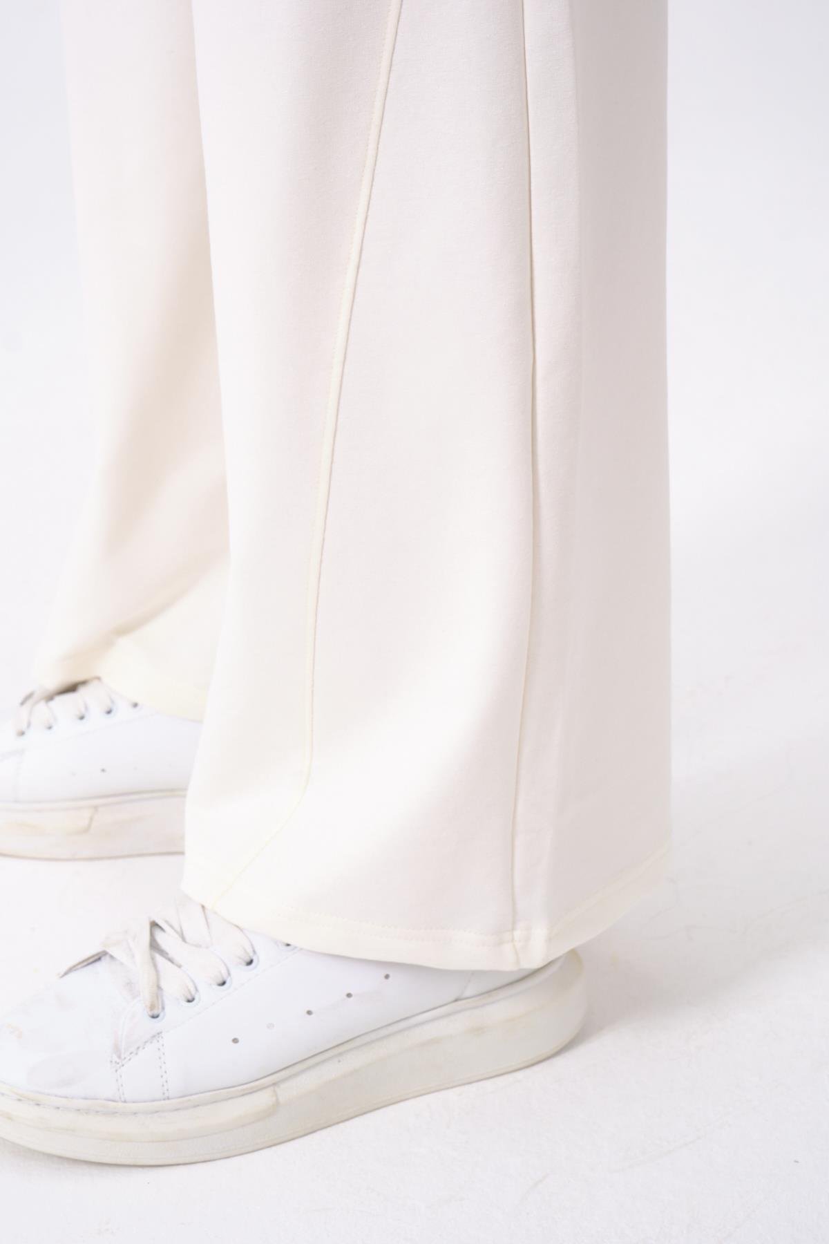 Erkek Oversize Lastikli Baggy Eşofman Altı  786 Ekru