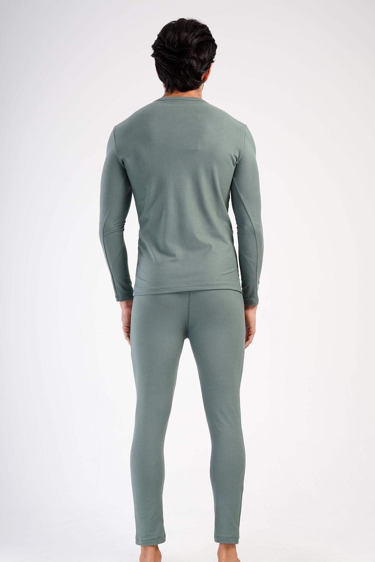 Erkek Uzun Kol Bisiklet Yaka Termal İçlik Takım 405153 Haki