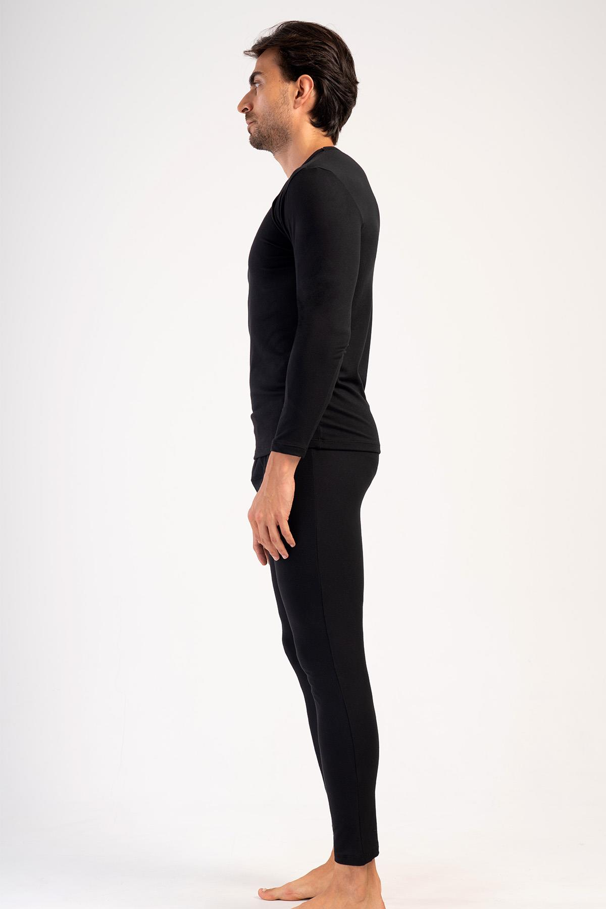 Erkek Uzun Kol Bisiklet Yaka Termal İçlik Takım 405153 Siyah