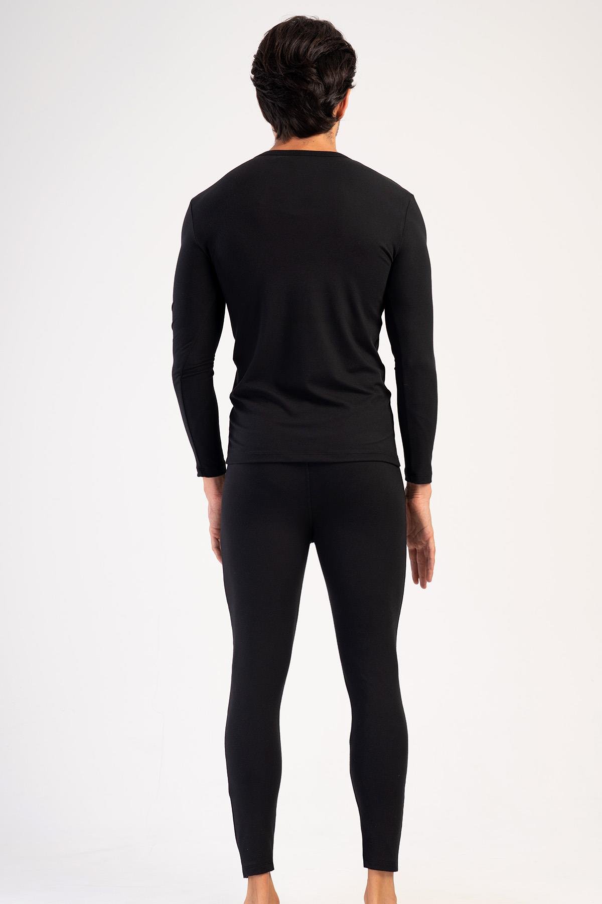 Erkek Uzun Kol Bisiklet Yaka Termal İçlik Takım 405153 Siyah