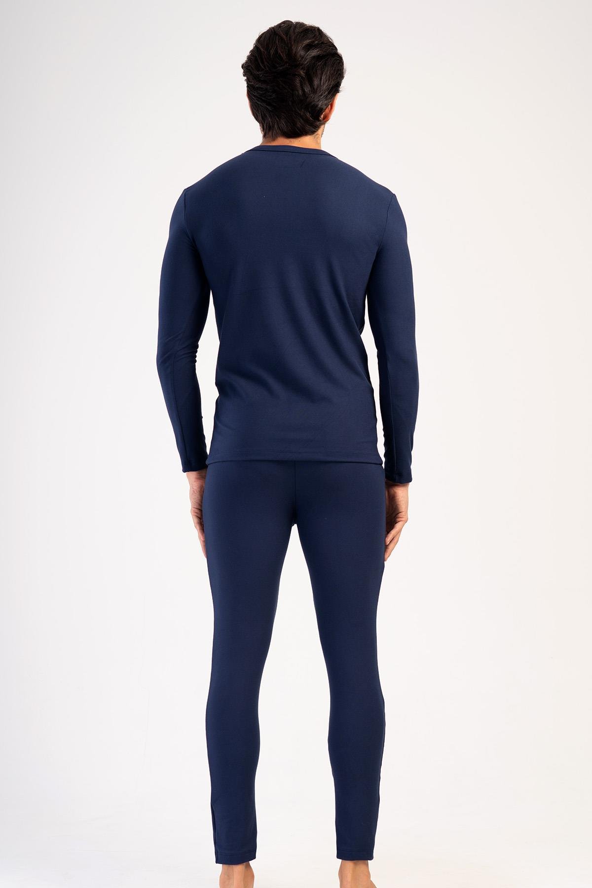 Erkek Uzun Kol Bisiklet Yaka Termal İçlik Takım 405153 Lacivert