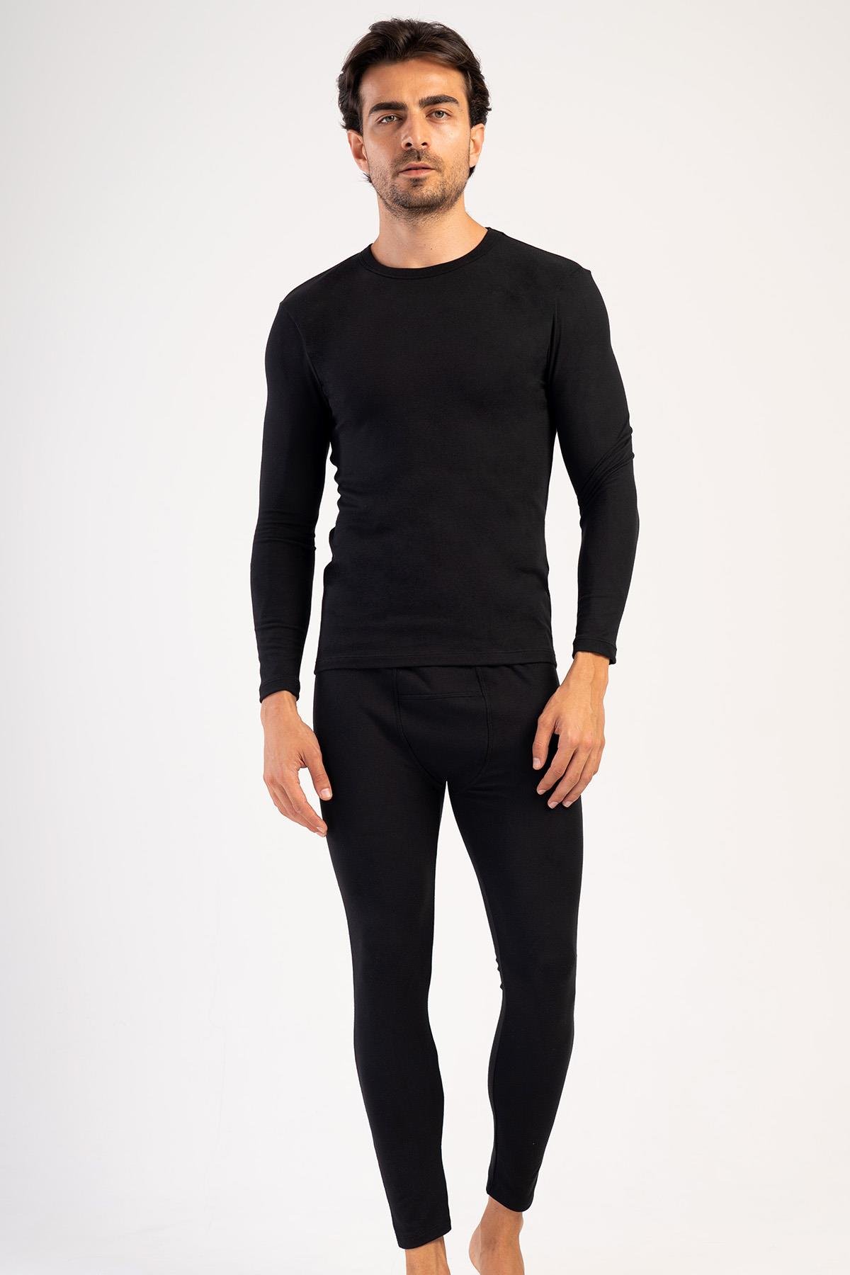 Erkek Uzun Kol Bisiklet Yaka Termal İçlik Takım 405153 Siyah