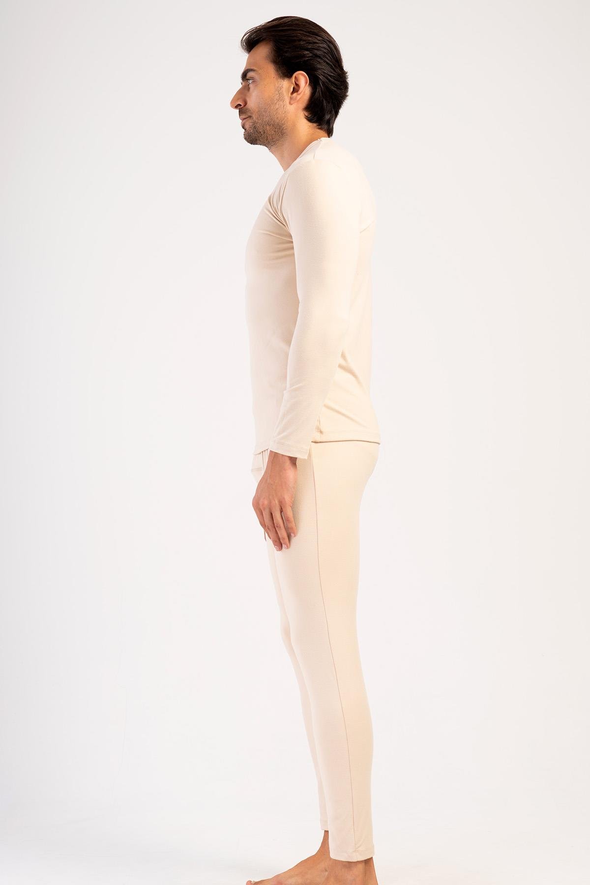 Erkek Uzun Kol Bisiklet Yaka Termal İçlik Takım 405153 Bej