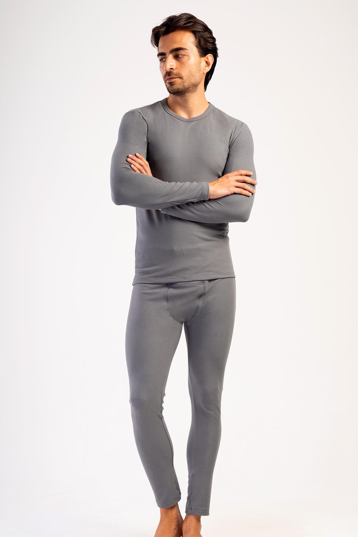 Erkek Uzun Kol Bisiklet Yaka Termal İçlik Takım 405153 Füme