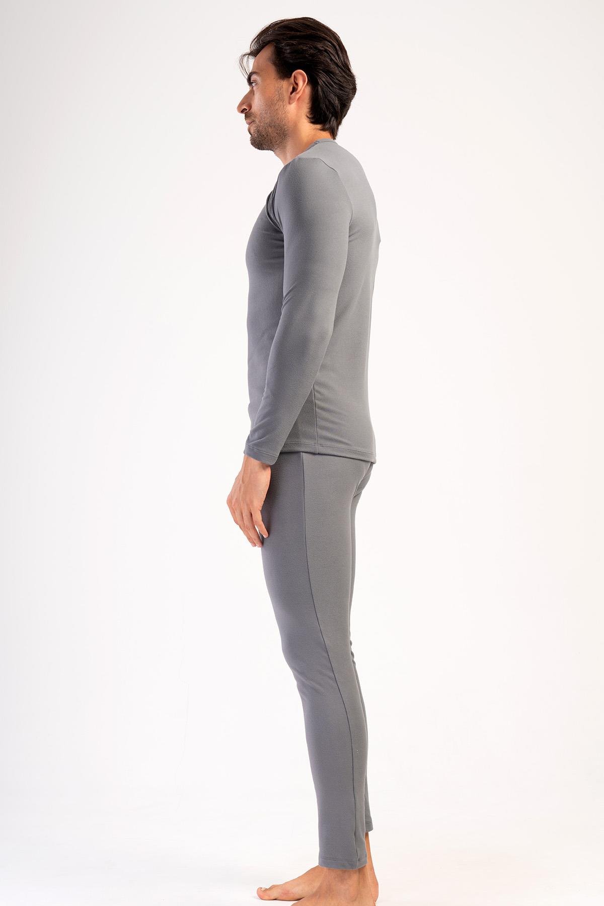 Erkek Uzun Kol Bisiklet Yaka Termal İçlik Takım 405153 Füme