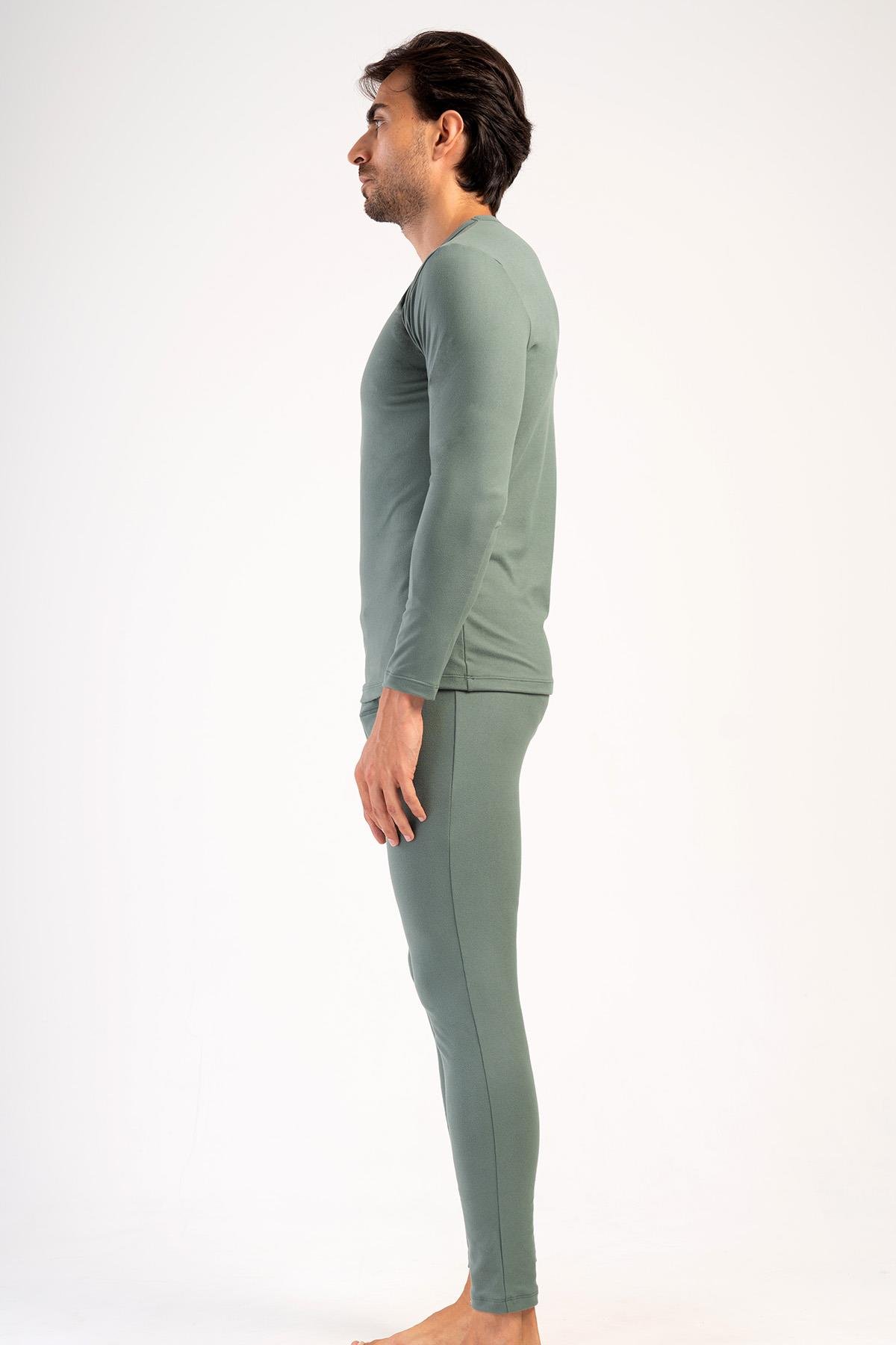 Erkek Uzun Kol Bisiklet Yaka Termal İçlik Takım 405153 Haki