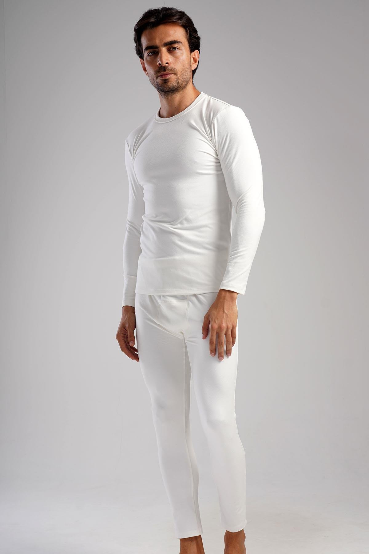 Erkek Uzun Kol Bisiklet Yaka Termal İçlik Takım 405153 / 409002 Ekru