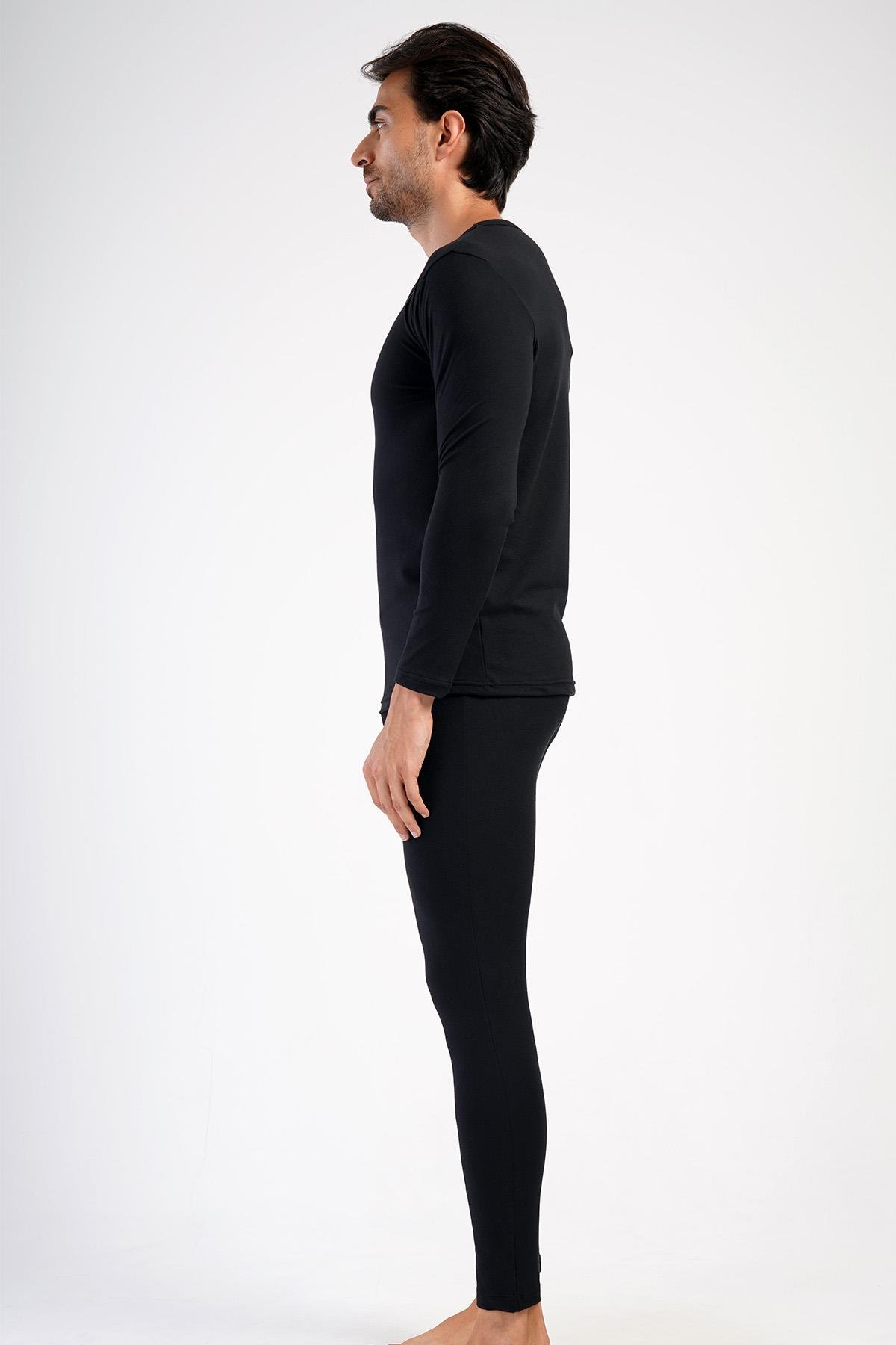 Erkek Uzun Kol Kayık Yaka Termal İçlik Takım 405158 Siyah