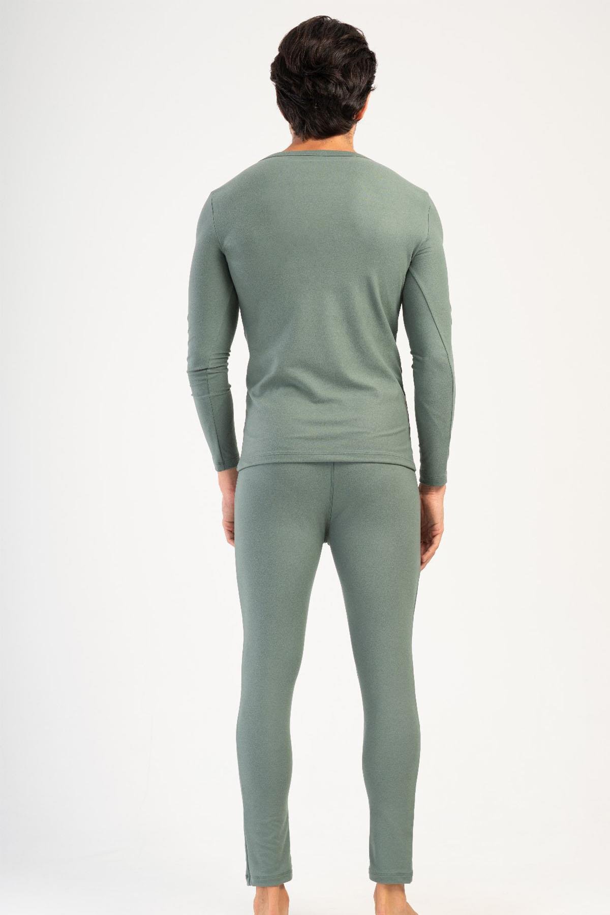 Erkek Uzun Kol Kayık Yaka Termal İçlik Takım 405158 Haki