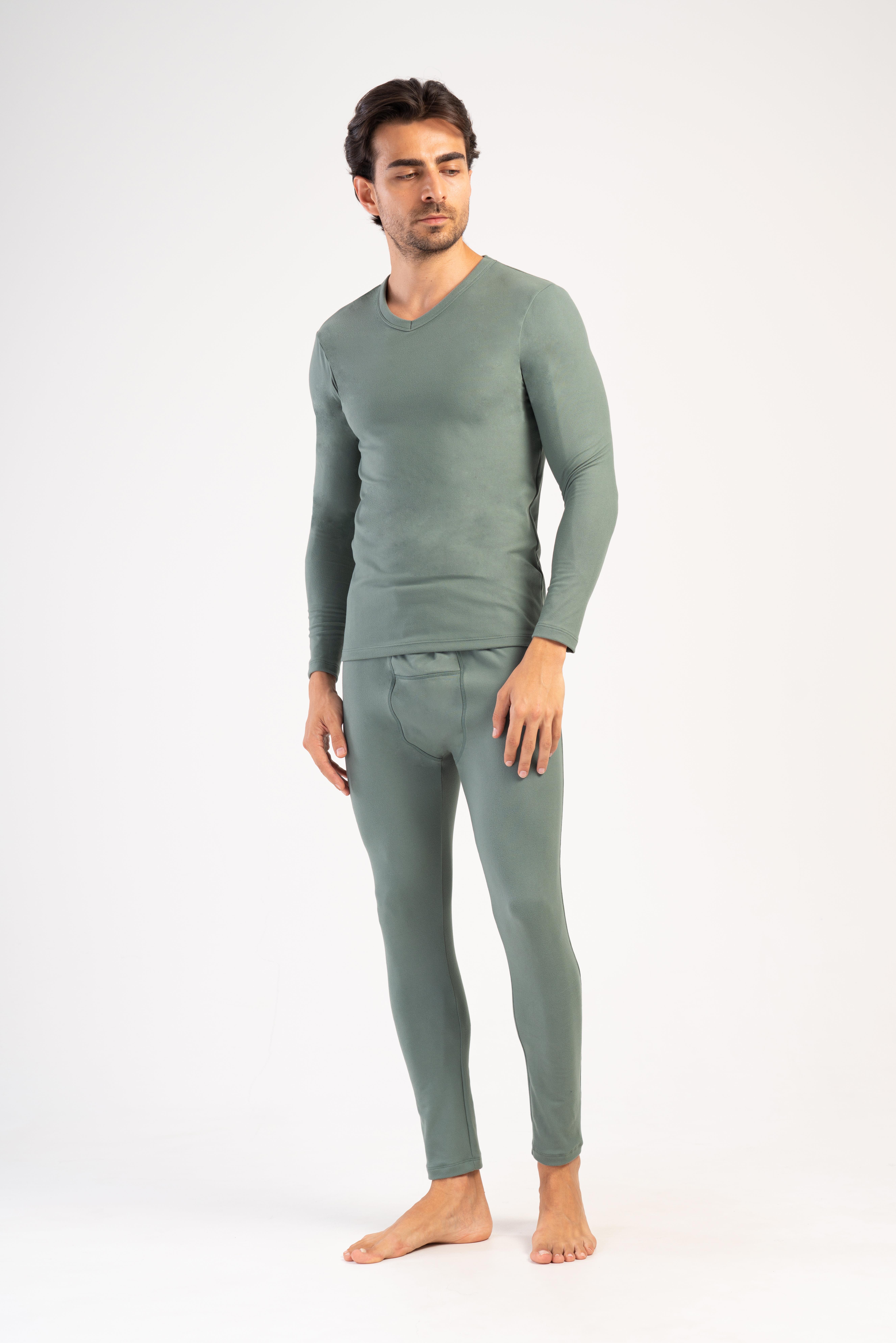 Erkek Uzun Kol V Yaka Termal İçlik Takım 405157 Haki