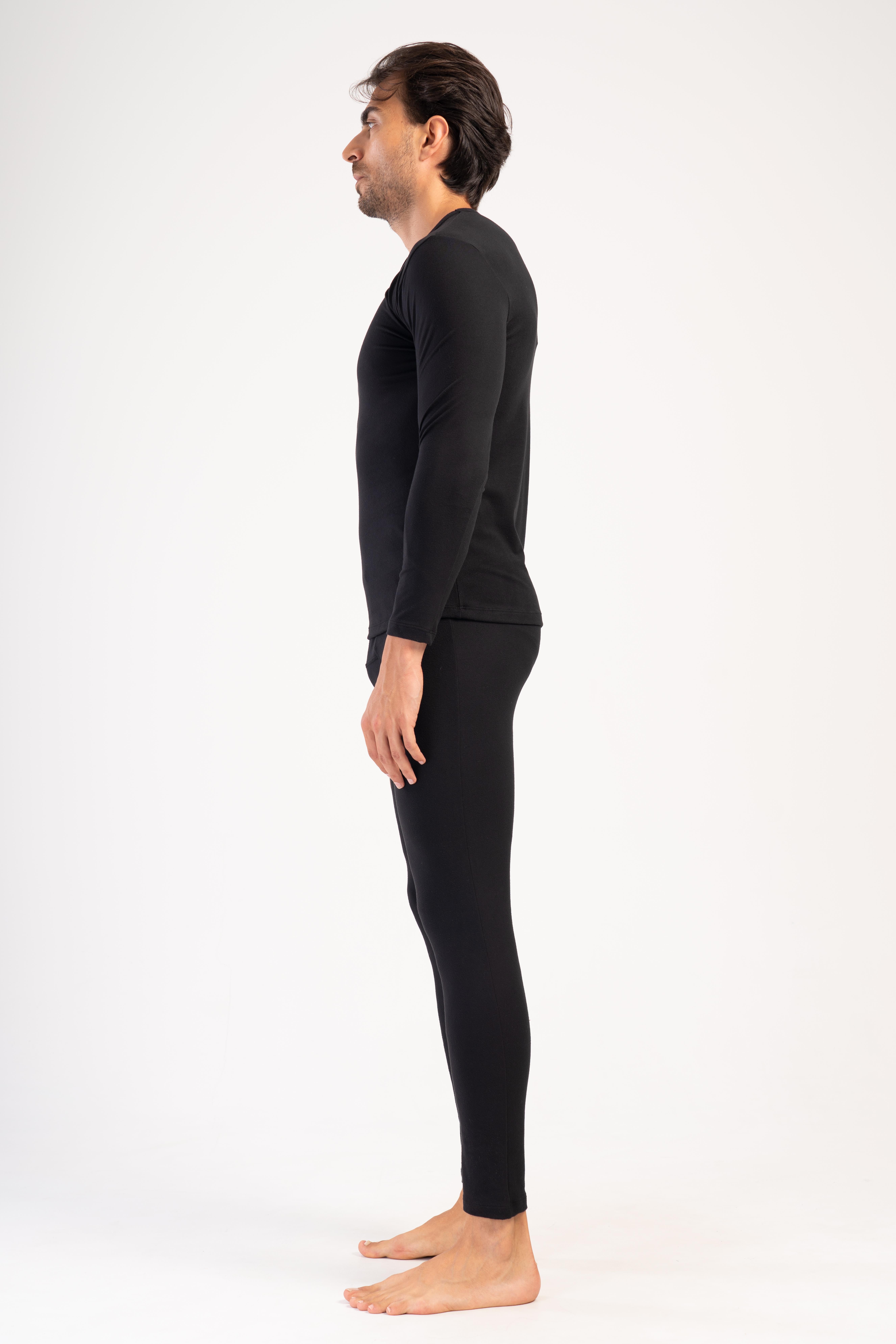 Erkek Uzun Kol V Yaka Termal İçlik Takım 405157 Siyah