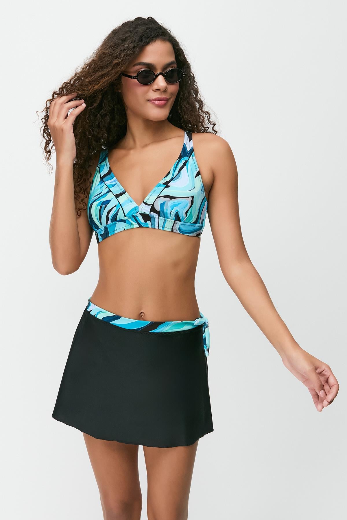 Etekli Toparlayıcı Bikini Takım 3262 Siyah