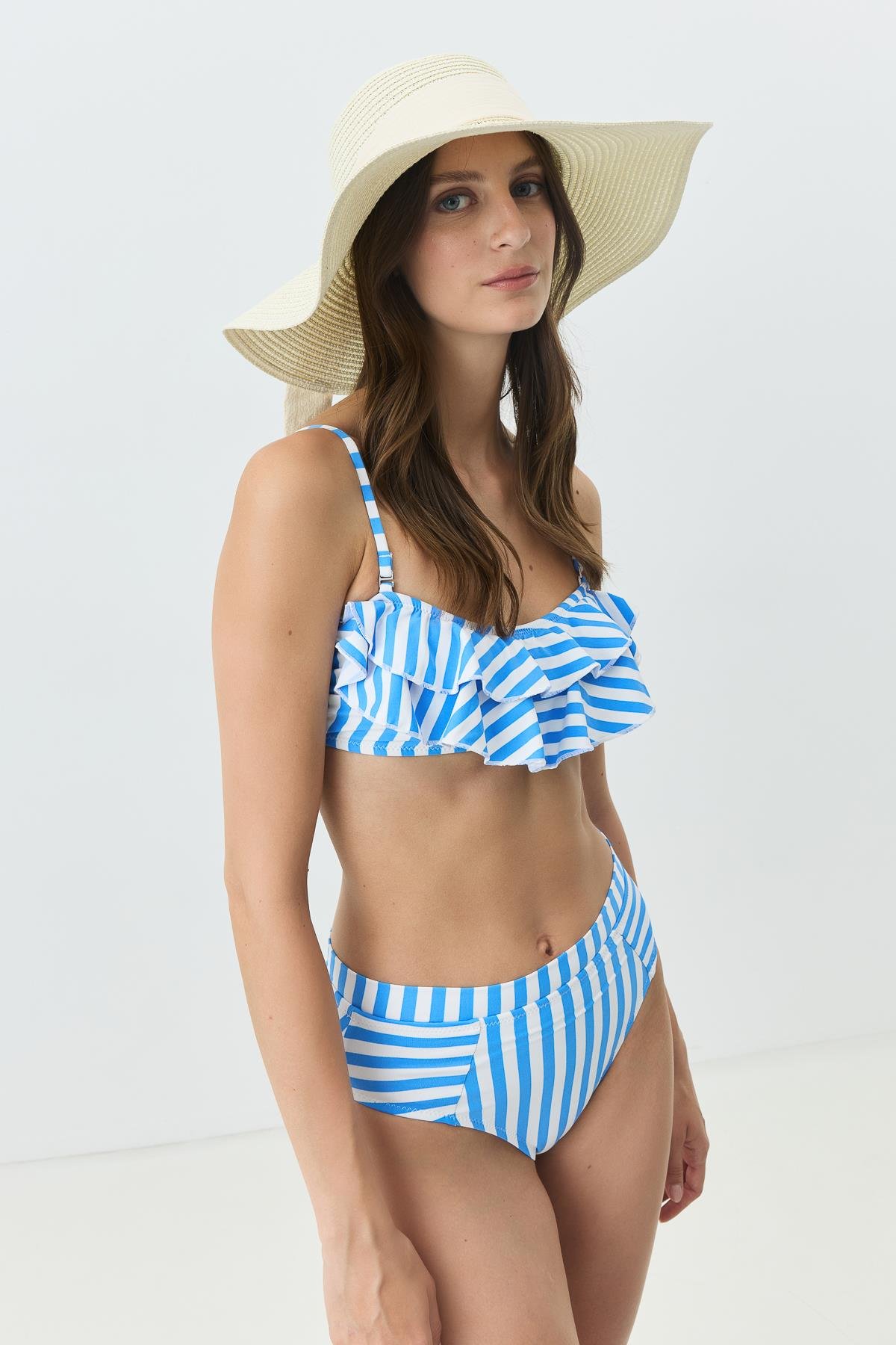 Geniş Kenar Hasır Plaj Şapkası Y25730-10 Krem