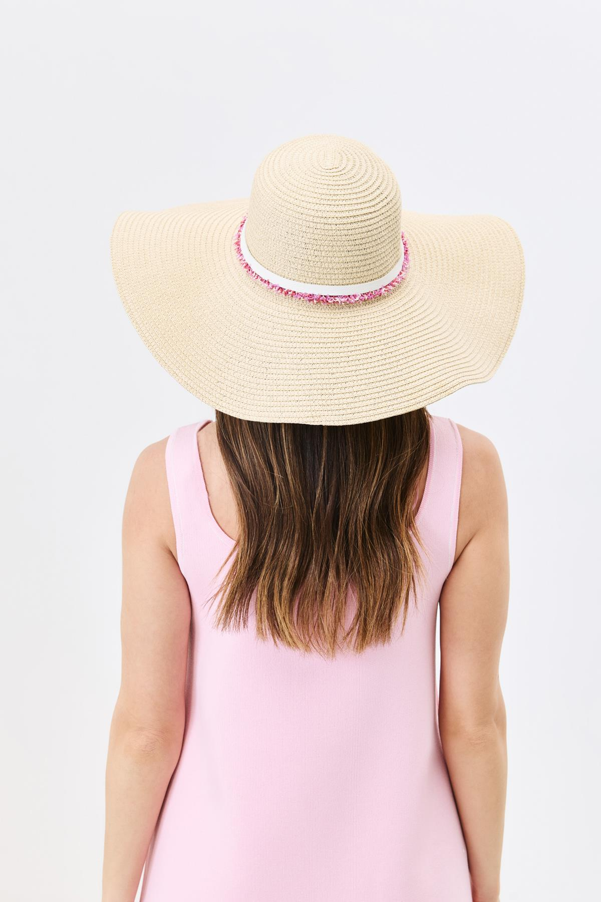 Geniş Kenar Hasır Plaj Şapkası Y25730-06 Bej