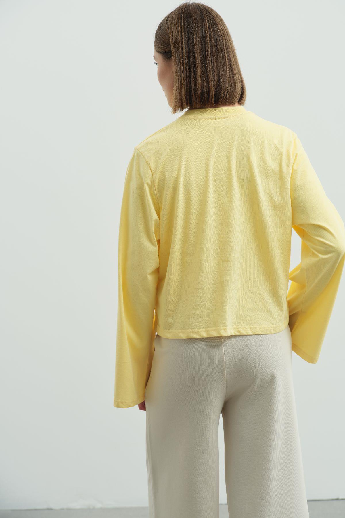 Geniş Kol Oversize 2'li Paket T-Shirt 965 Lila/Sarı