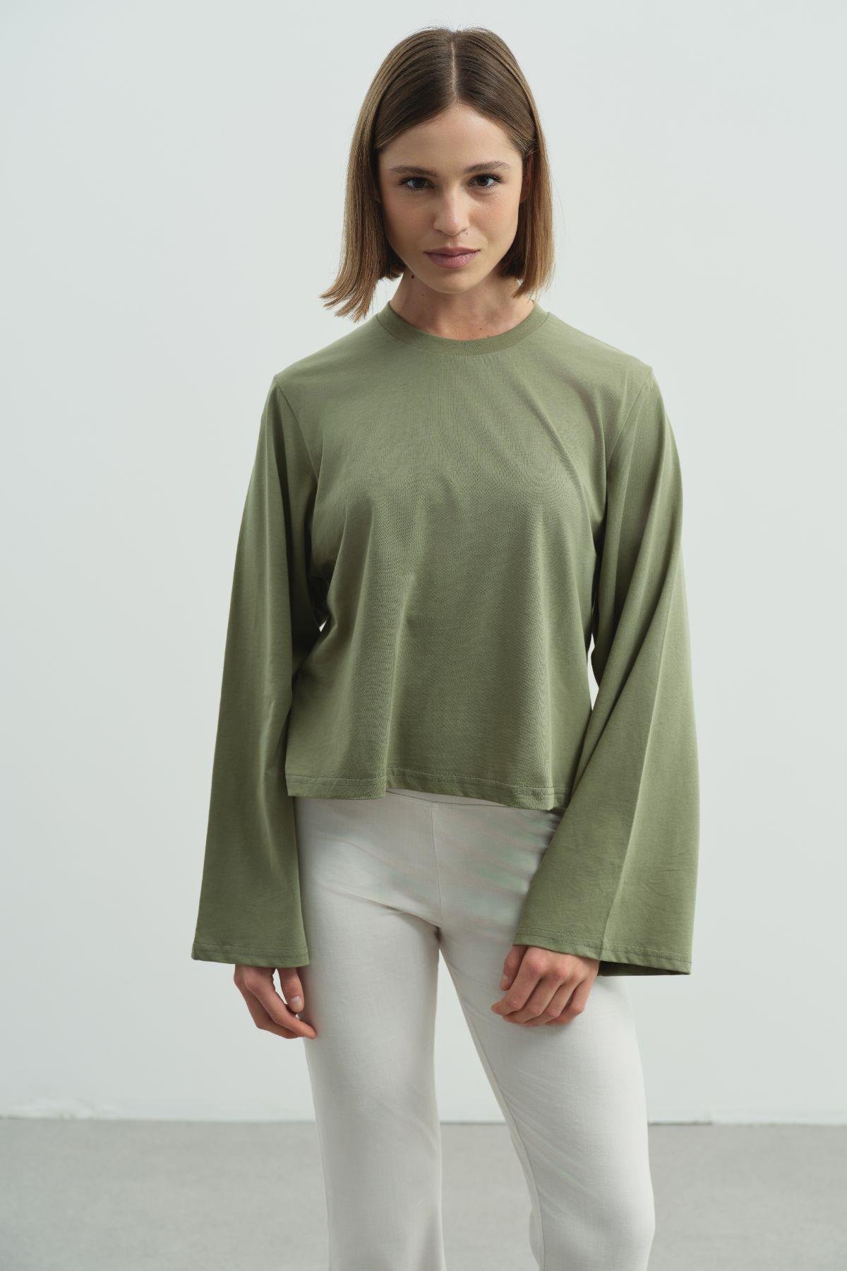 Geniş Kol Oversize 2'li Paket T-Shirt 965 Haki/Füme