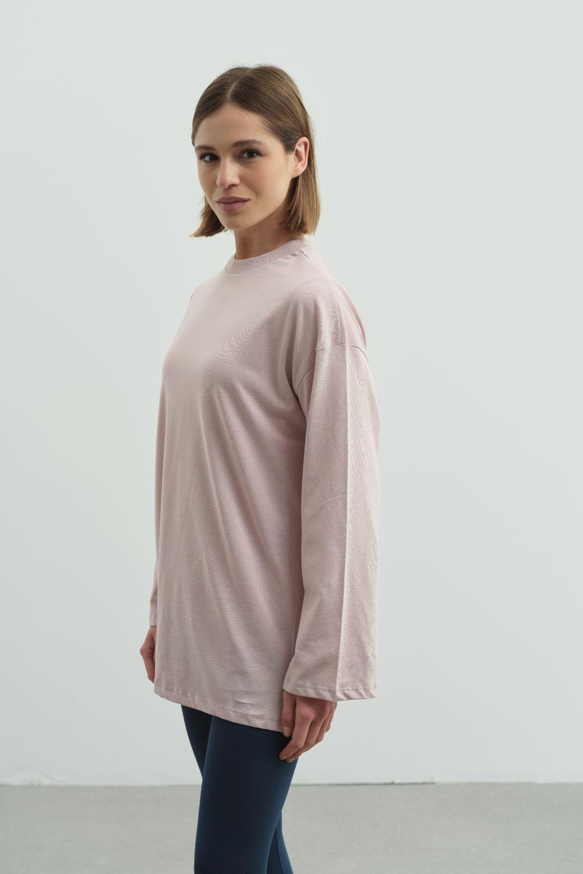 Geniş Kol Oversize 2'li Paket T-Shirt 964 Lila/Füme