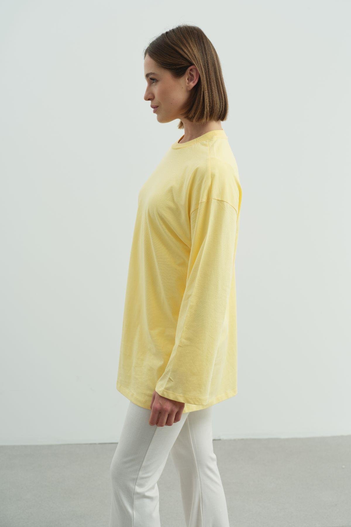 Geniş Kol Oversize 2'li Paket T-Shirt 964 Sarı/Gül Kurusu