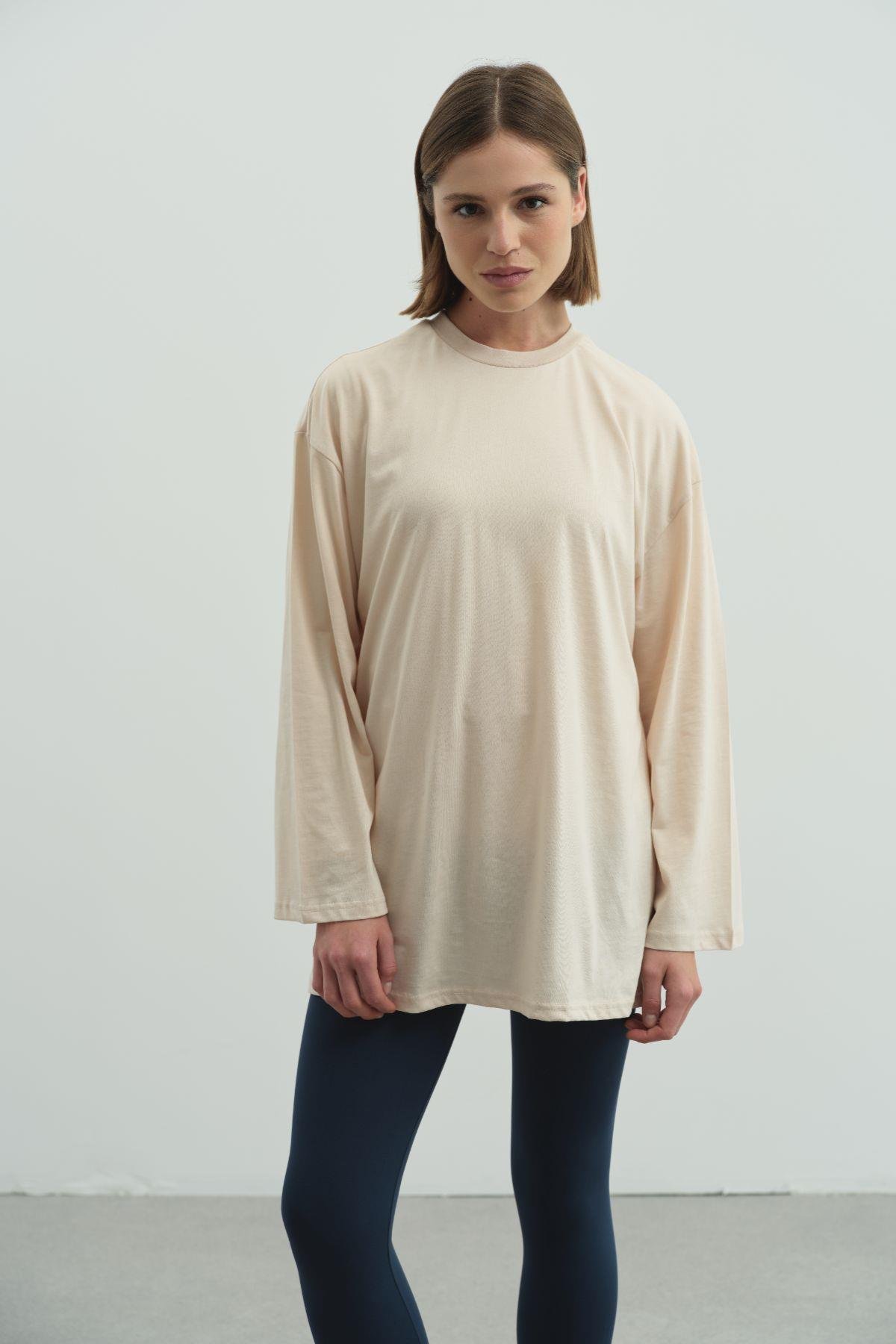 Geniş Kol Oversize 2'li Paket T-Shirt 964 Bej/Kahverengi